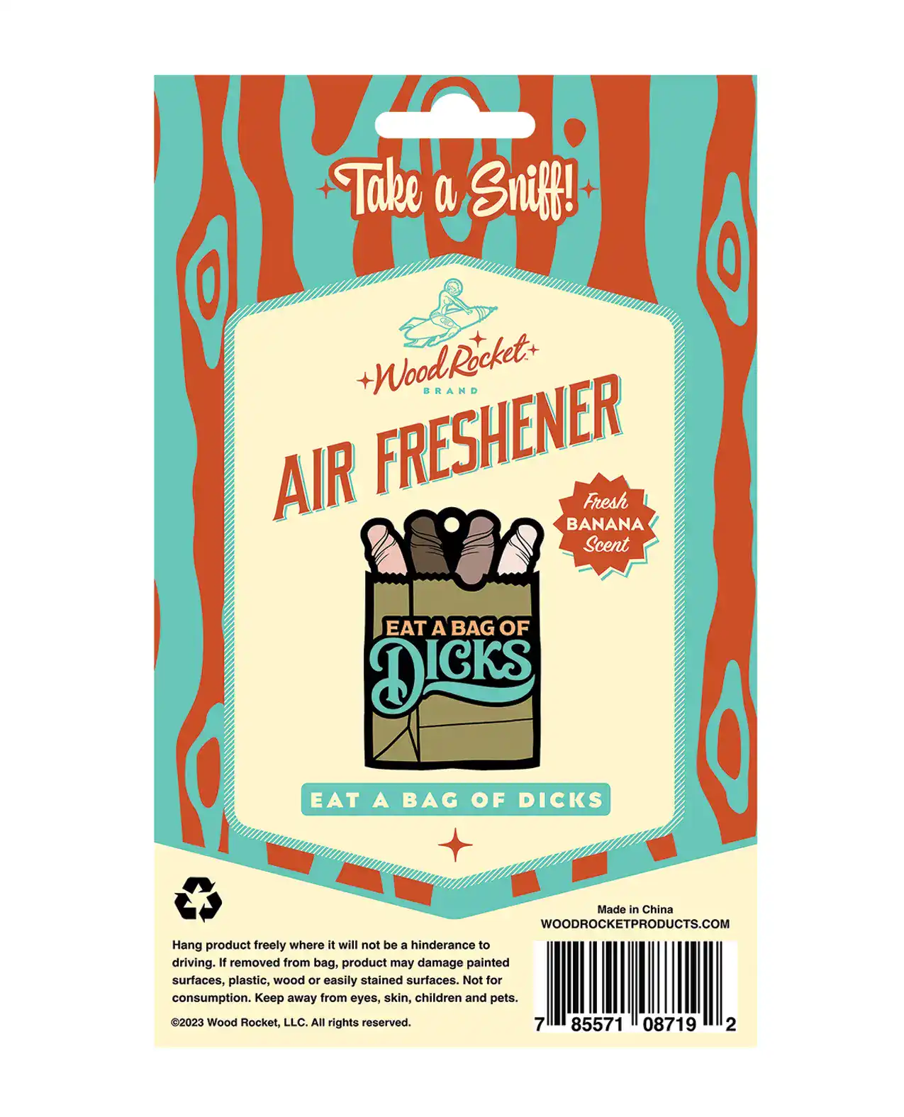 Wood Rocket Eat A Bag Of Dicks Air Freshener - Banana - Image 2