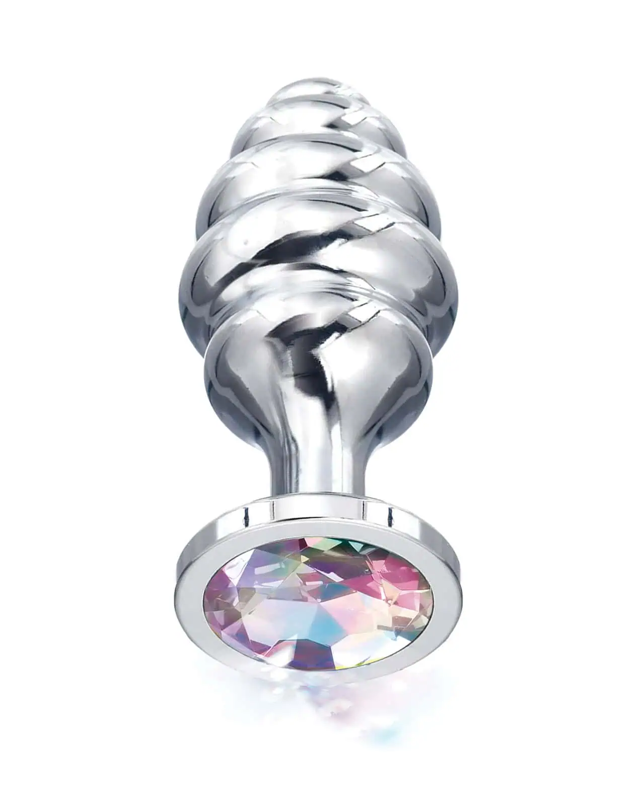 Nixie Honey Dipper Ribbed Metal Rainbow Jeweled Butt Plug - Large - Image 2