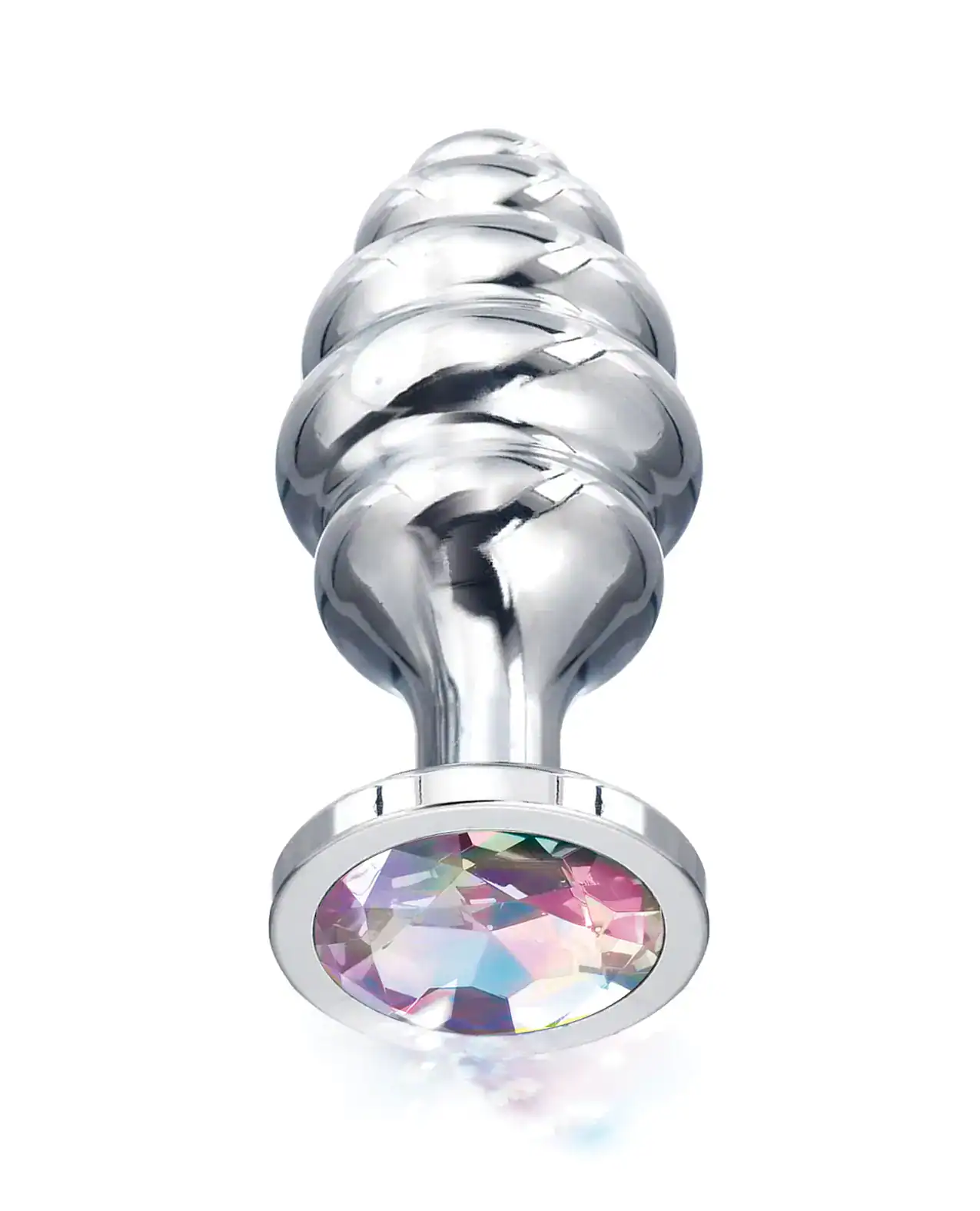 Nixie Honey Dipper Ribbed Metal Rainbow Jeweled Butt Plug - Small - Image 2