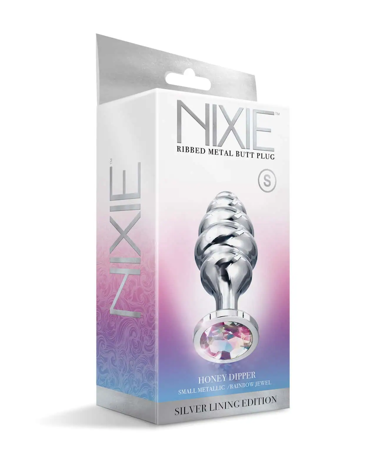 Nixie Honey Dipper Ribbed Metal Rainbow Jeweled Butt Plug - Small - Image 4