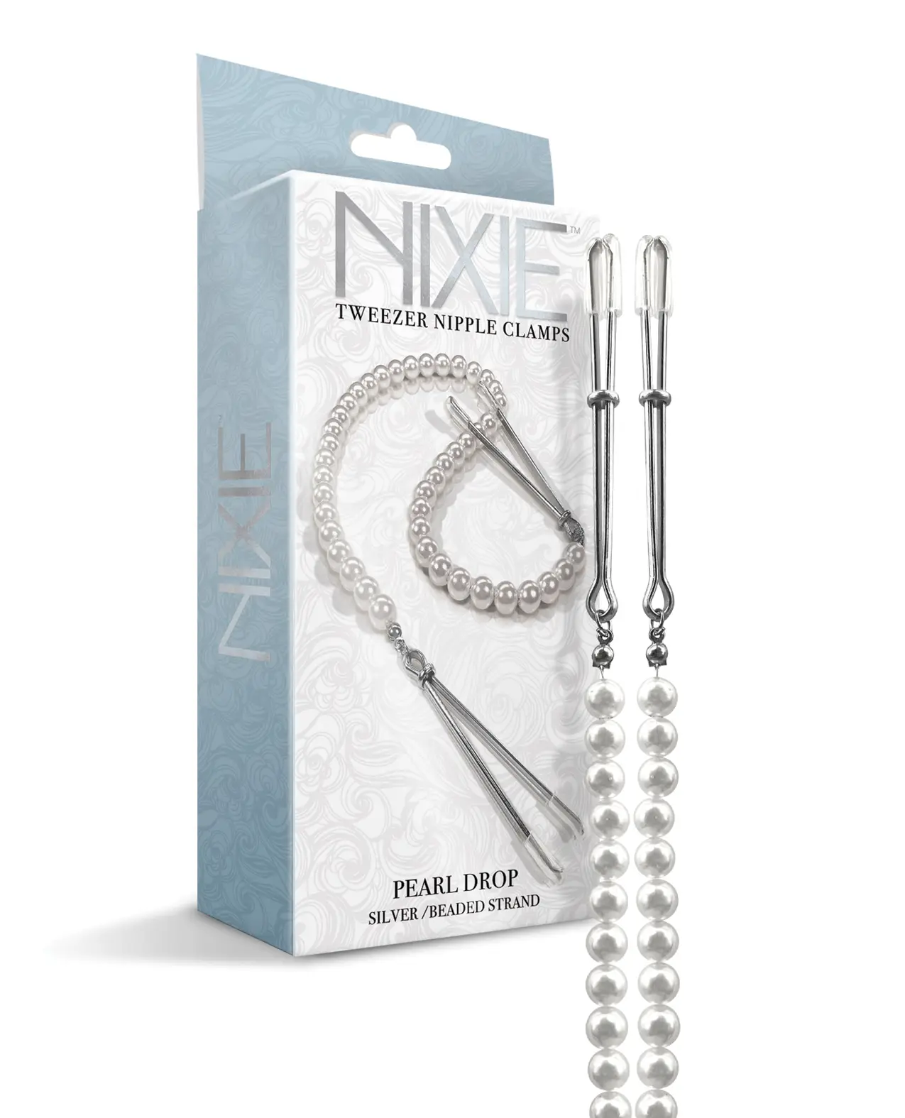 Nixie Pearl Drop Tweezer Nipple Clamps - Silver - Featured Image