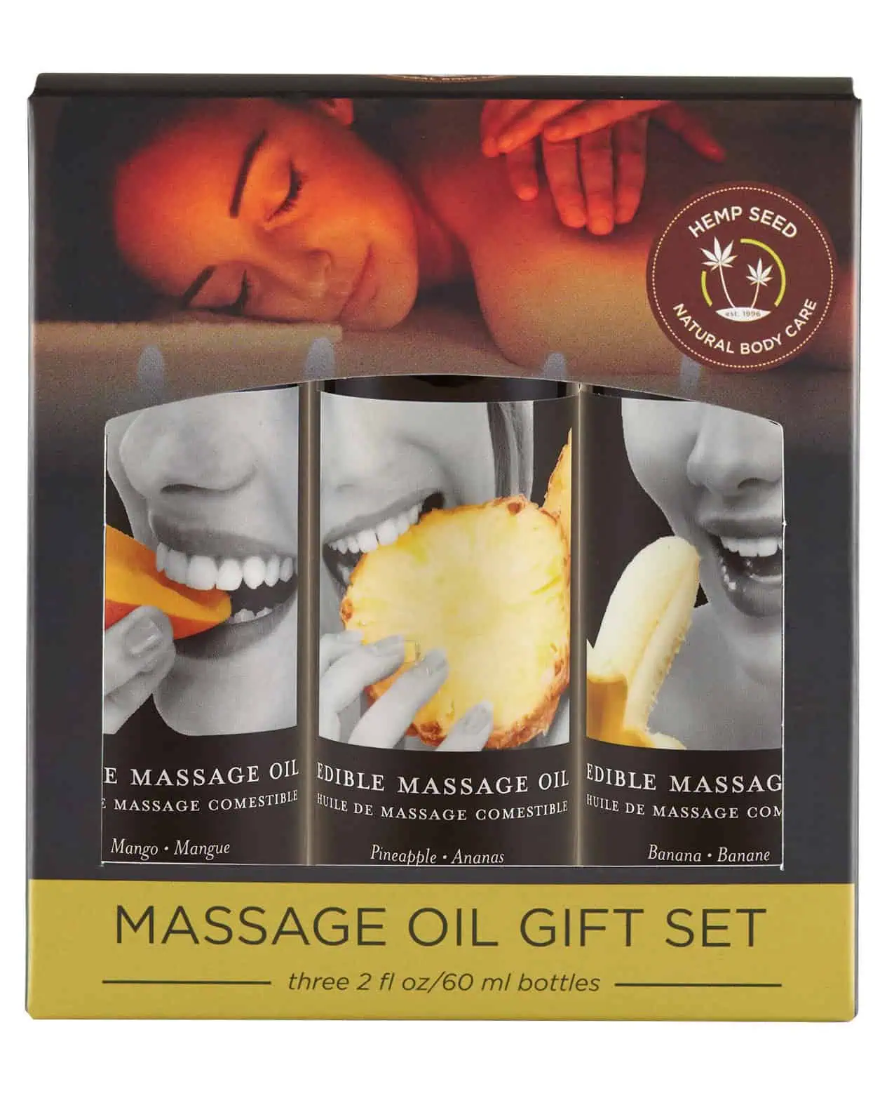 Earthly Body Edible Massage Oil Gift Set - 2 oz Banana, Mango & Pineapple - Image 2