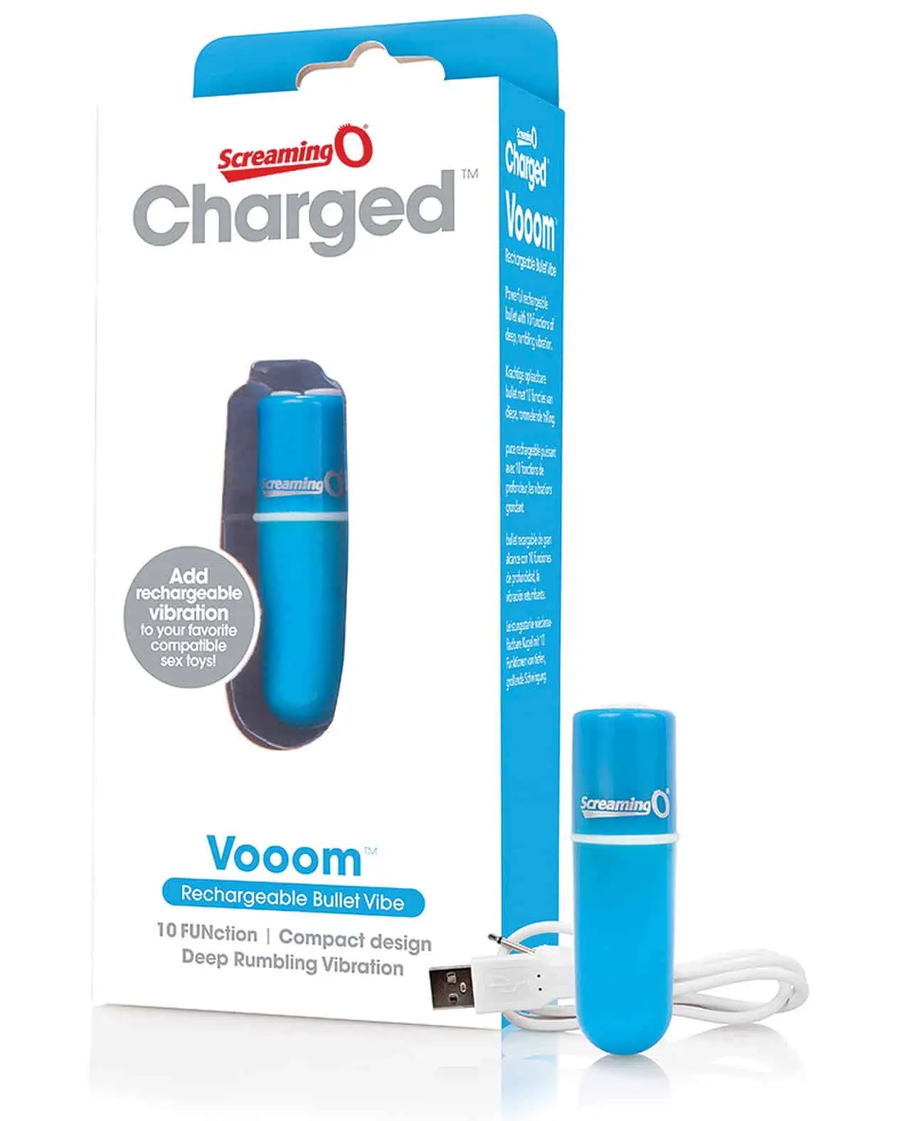 Screaming O Charged Vooom Rechargeable Bullet Vibe - Blue - Image 3