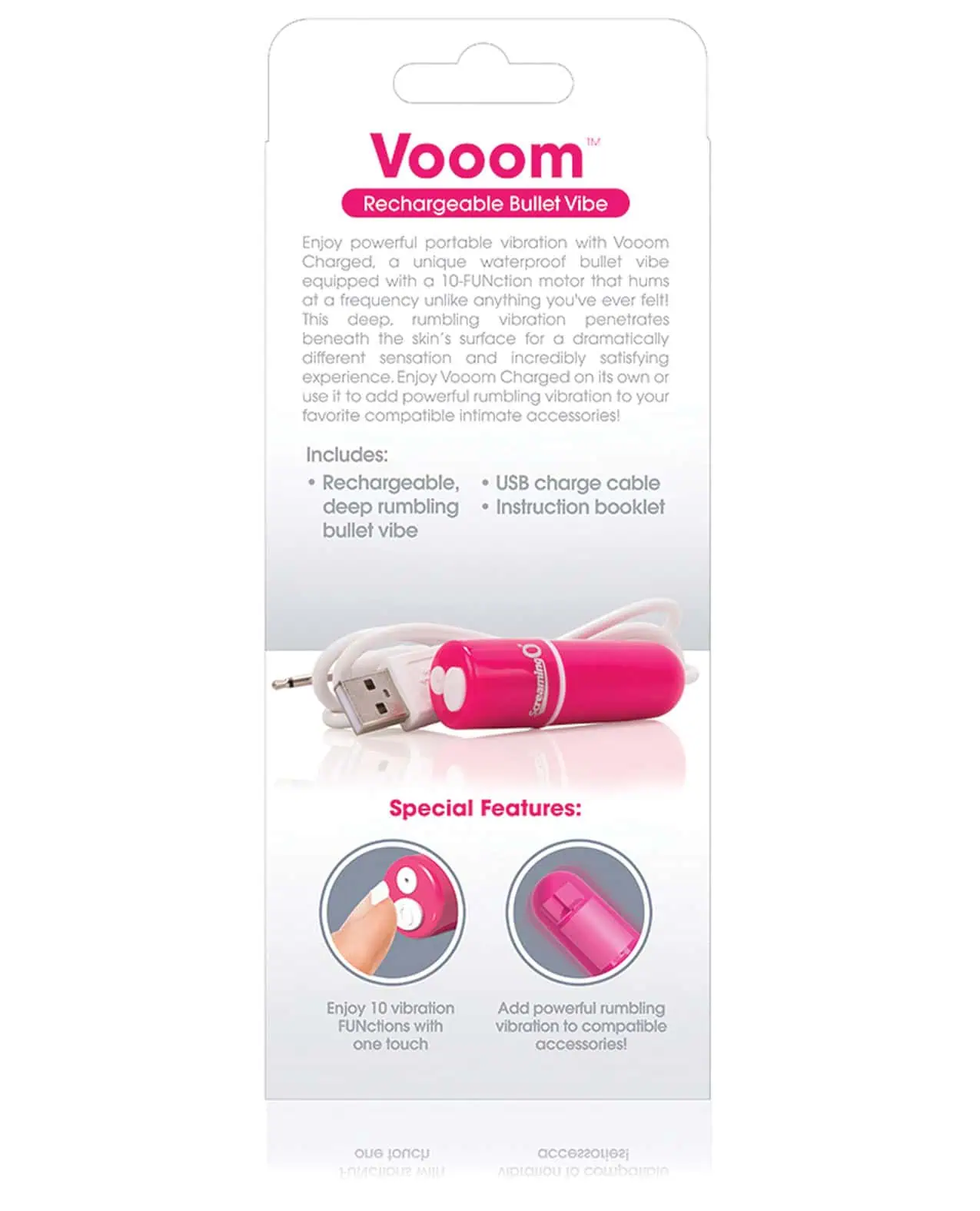 Screaming O Charged Vooom Rechargeable Bullet Vibe - Pink - Image 3
