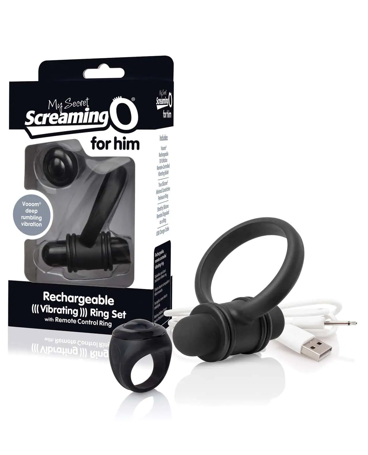 Screaming O My Secret Bullet & Ring for Him - Black - Featured Image