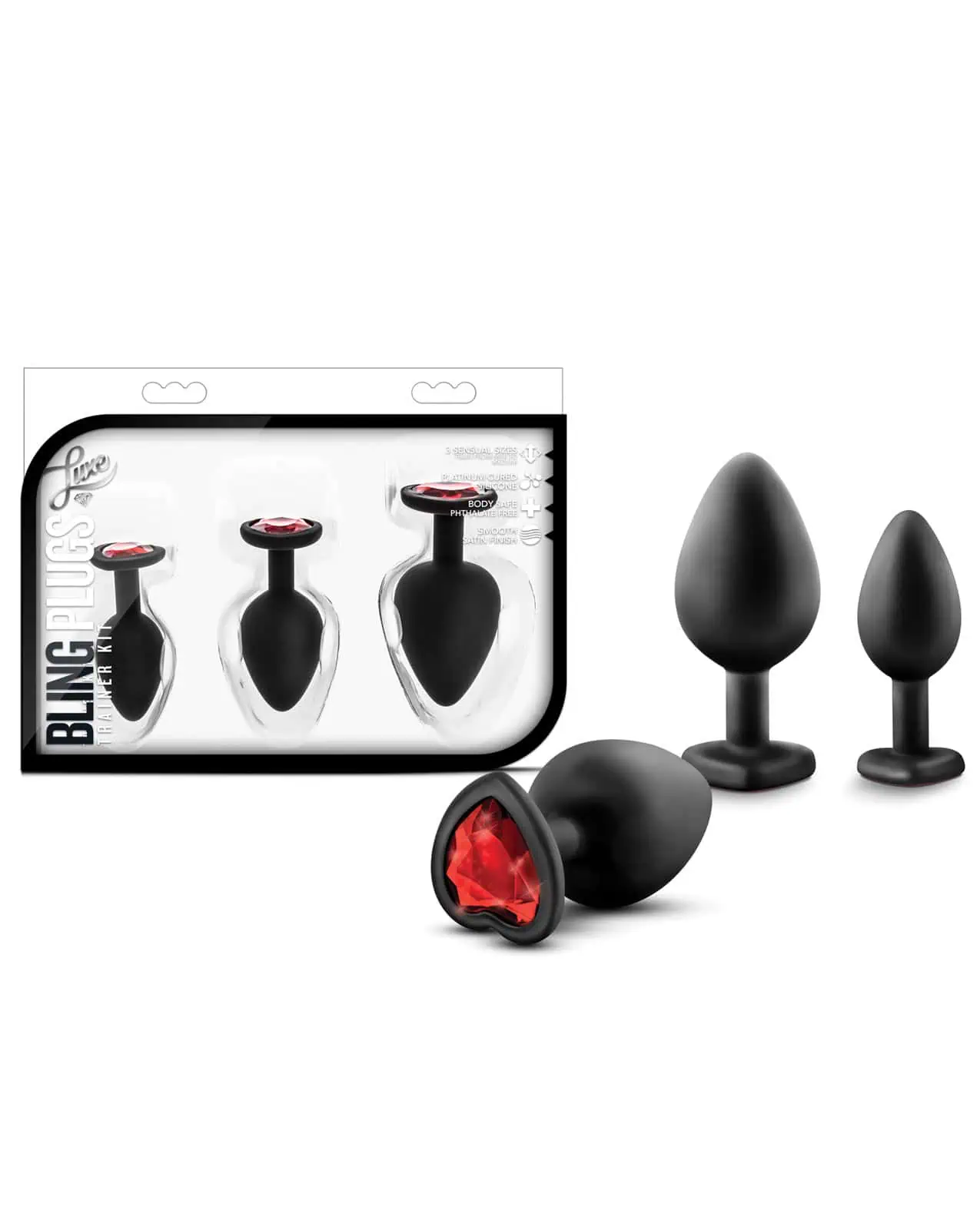 Blush Luxe Bling Plugs Training Kit - Black w/Red Gems - Image 3