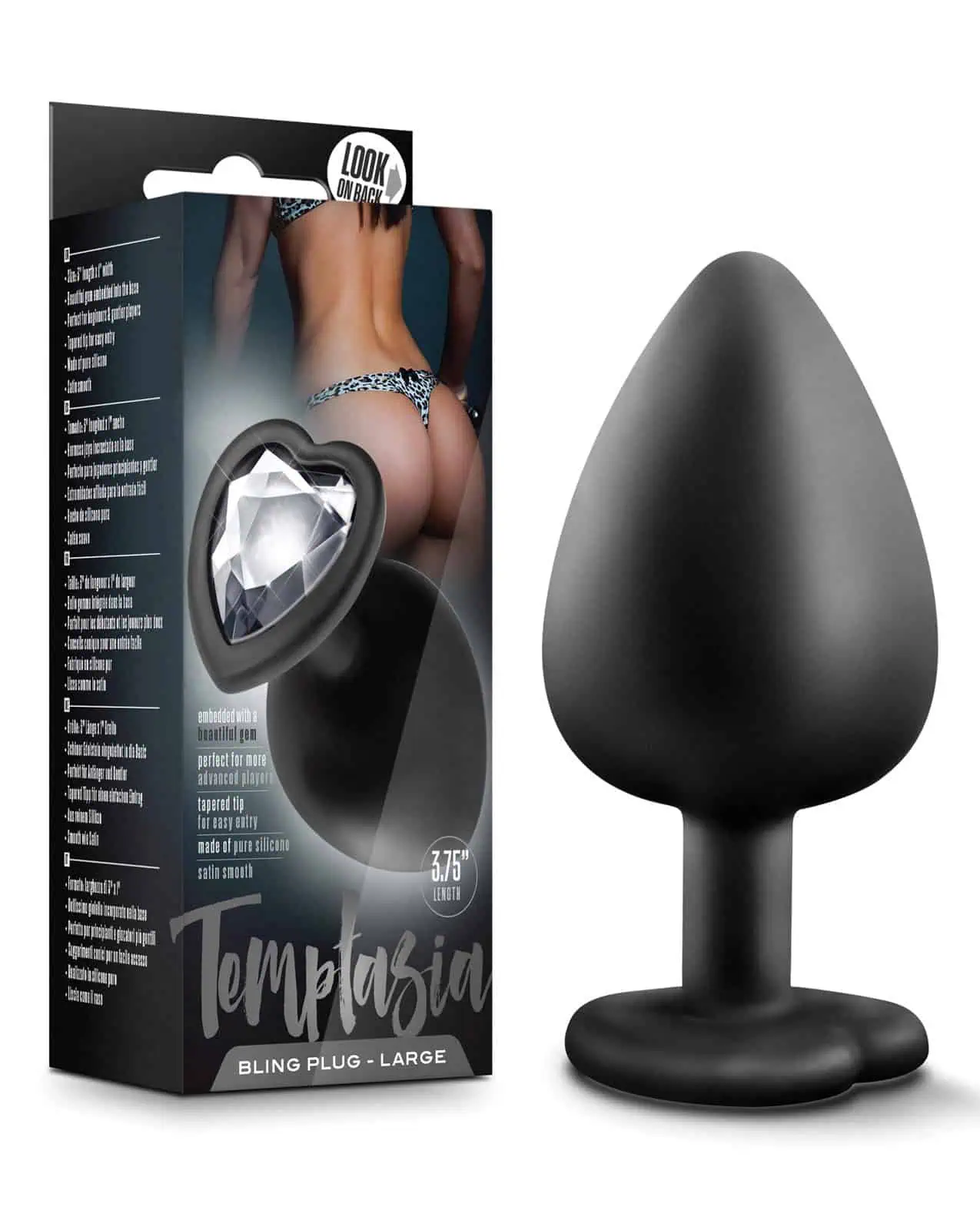 Blush Temptasia Bling Plug w/Gem Large - Black - Image 3