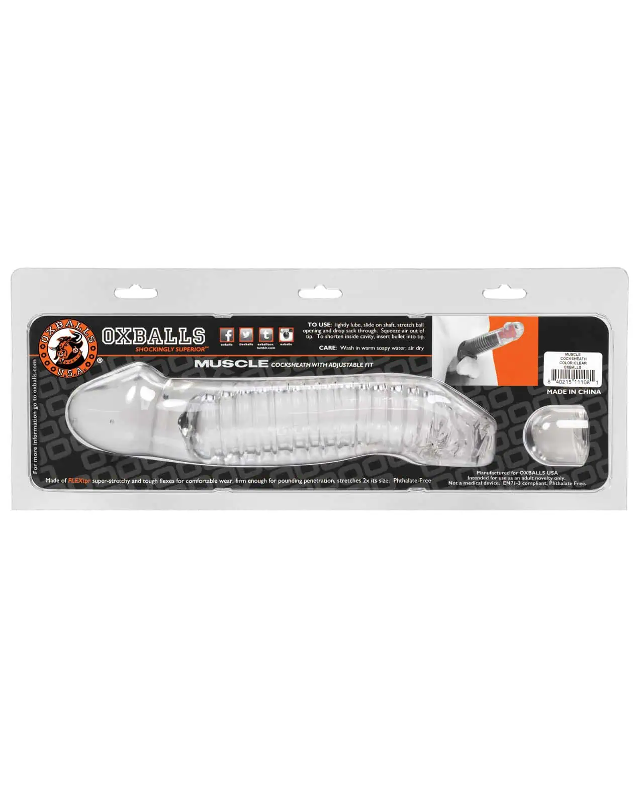 Oxballs Muscle Cock Sheath - Clear - Image 3