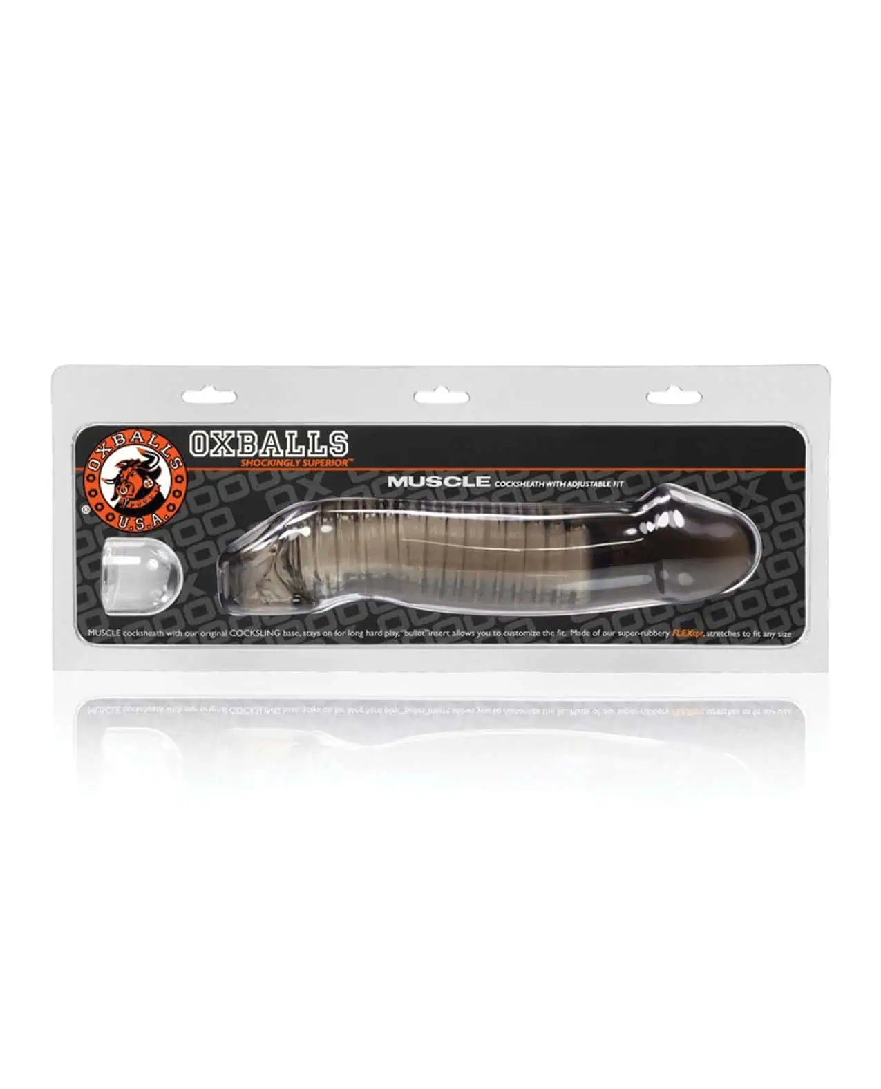 Oxballs Muscle Textured Cocksheath Penis Extender Sleeve Smoke Black 9.25 Inch - Image 6