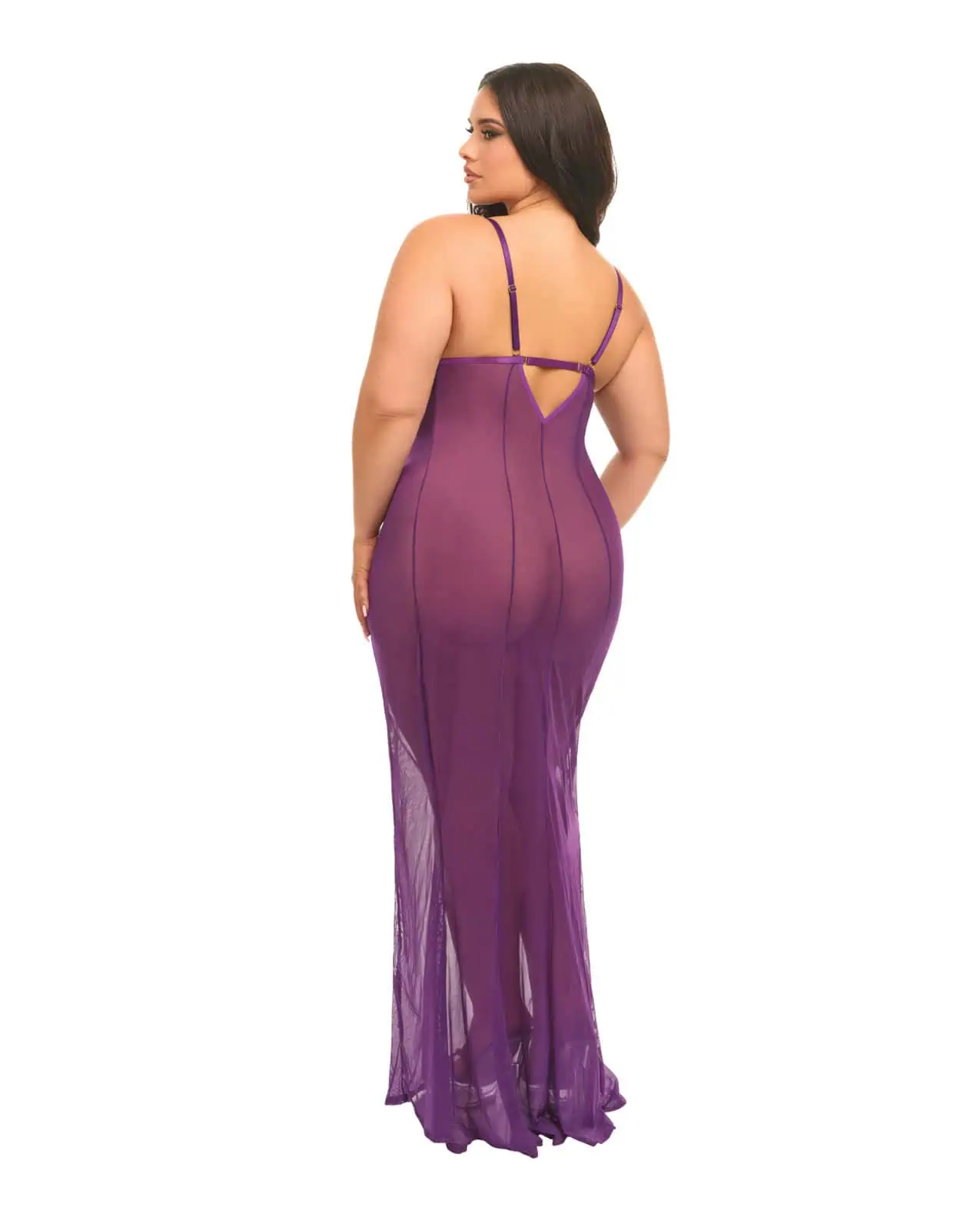 Katana Mesh & Eyelash Lace Gown - Purple 1X/2X - Image 2