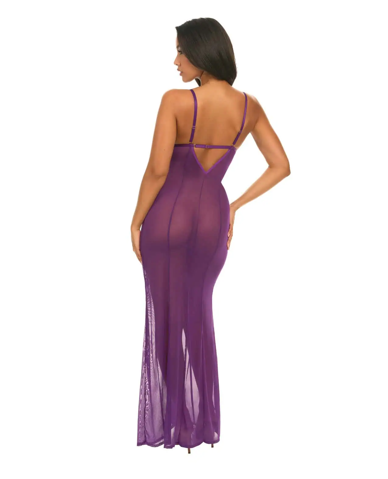 Katana Mesh & Eyelash Lace Gown - Purple L/XL - Image 4