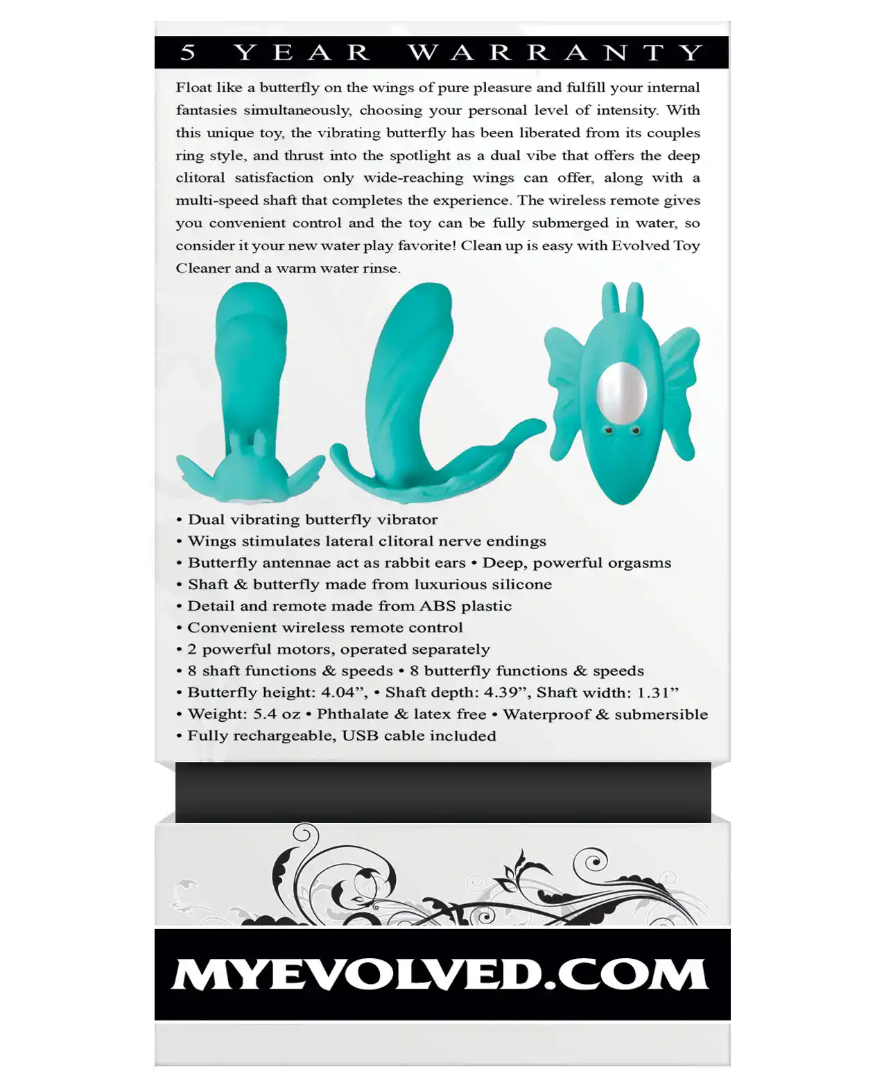 Evolved The Butterfly Effect Rechargeable Dual Stim - Teal - Image 2