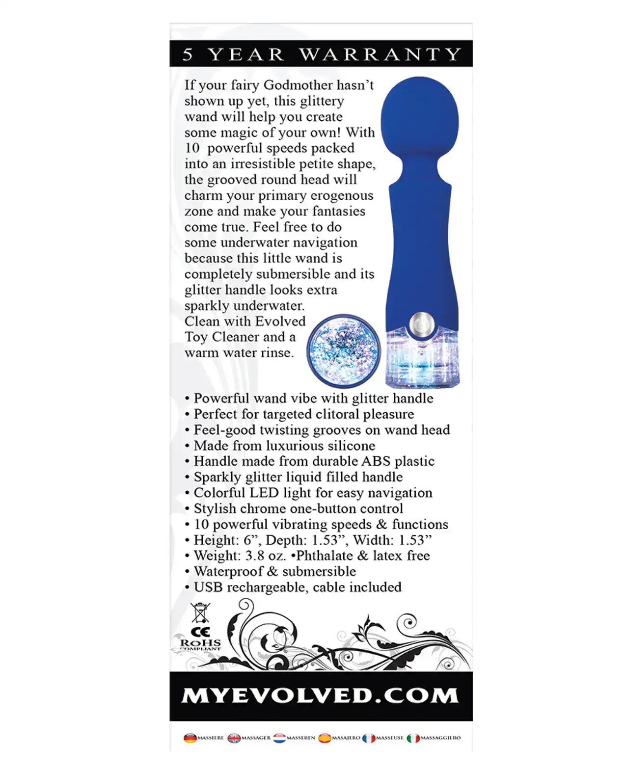 Evolved Dazzle Rechargeable Wand - Blue - Image 2