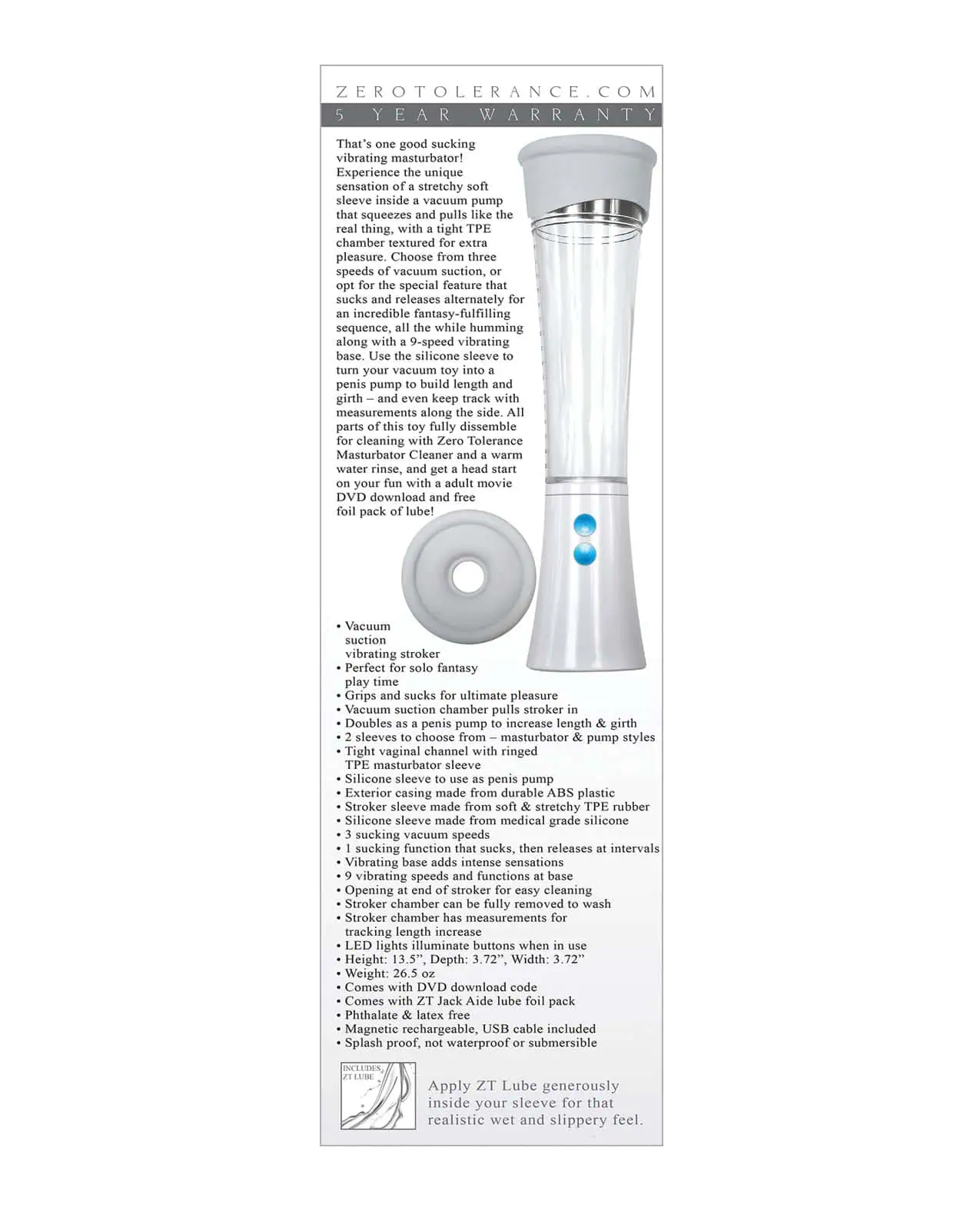 Zero Tolerance Sucking Good Rechargeable Vibrating Masturbator - Image 2