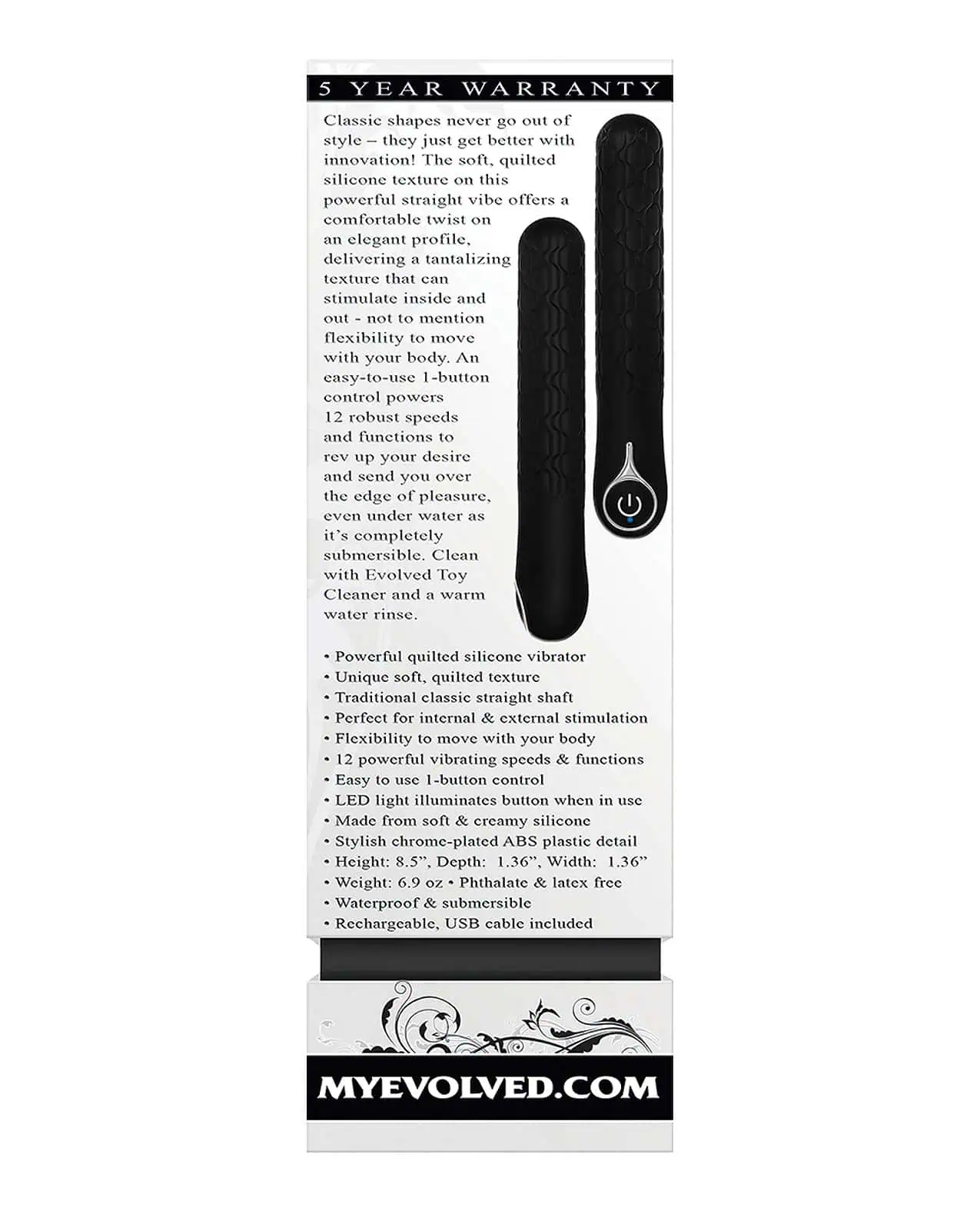 Evolved Quilted Love Rechargeable Vibrator - Black - Image 2