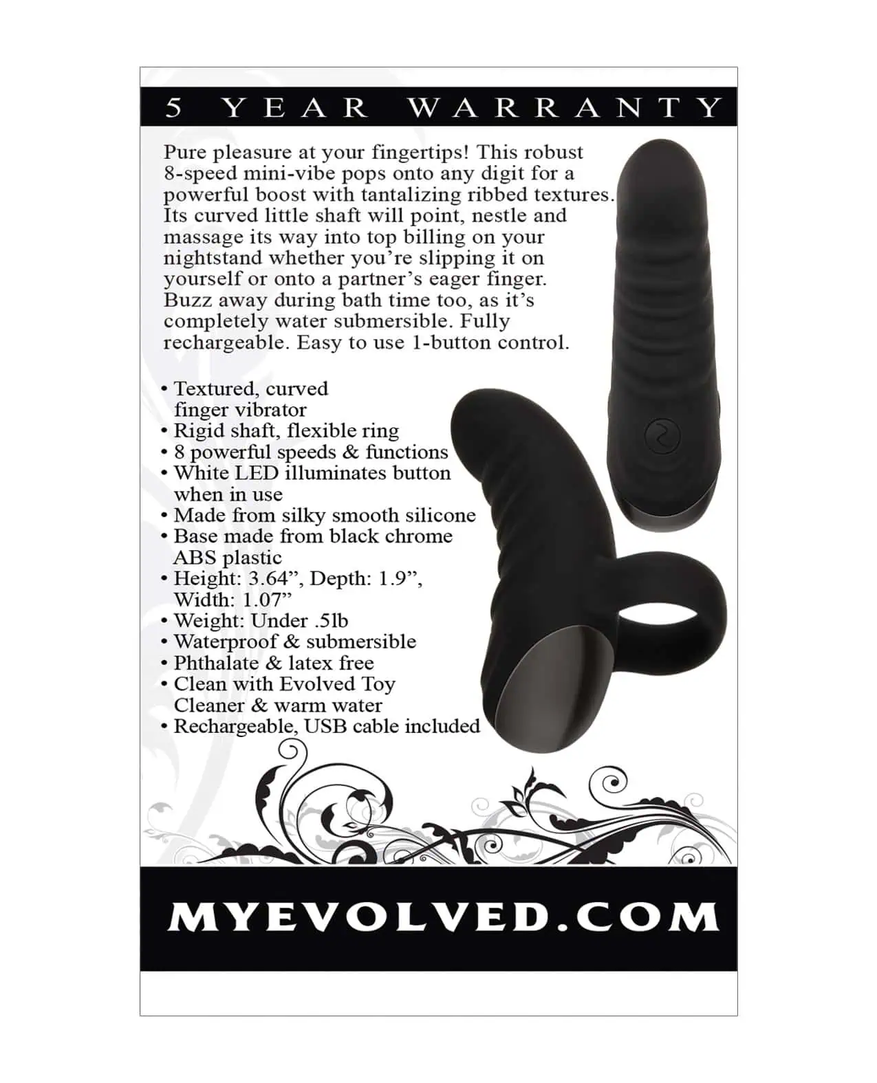 Evolved Hooked on You Curved Finger Vibrator - Black - Image 2