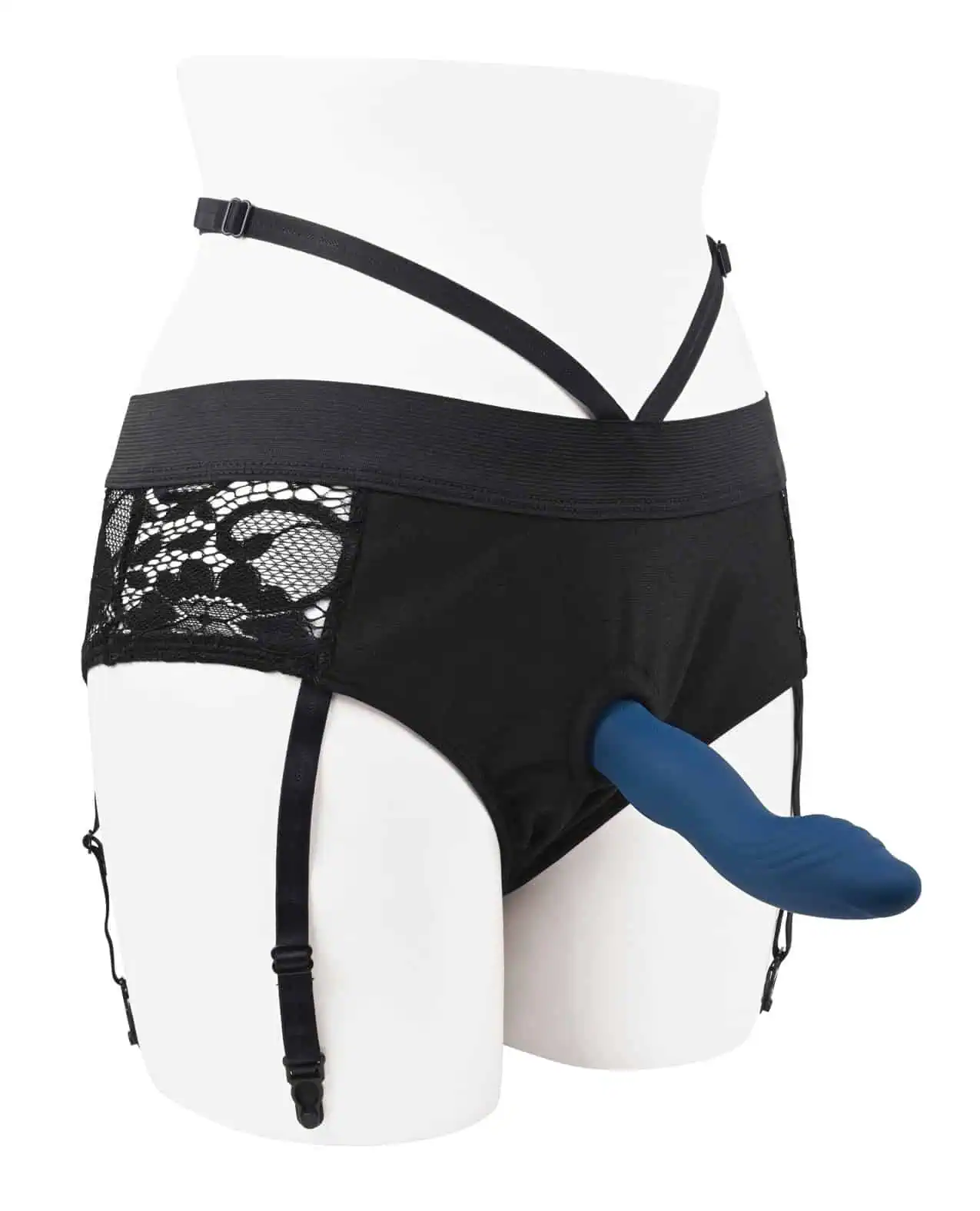 Gender X Snuggle Up Dual Motor Strap On Vibe w/Harness - Blue - Image 3