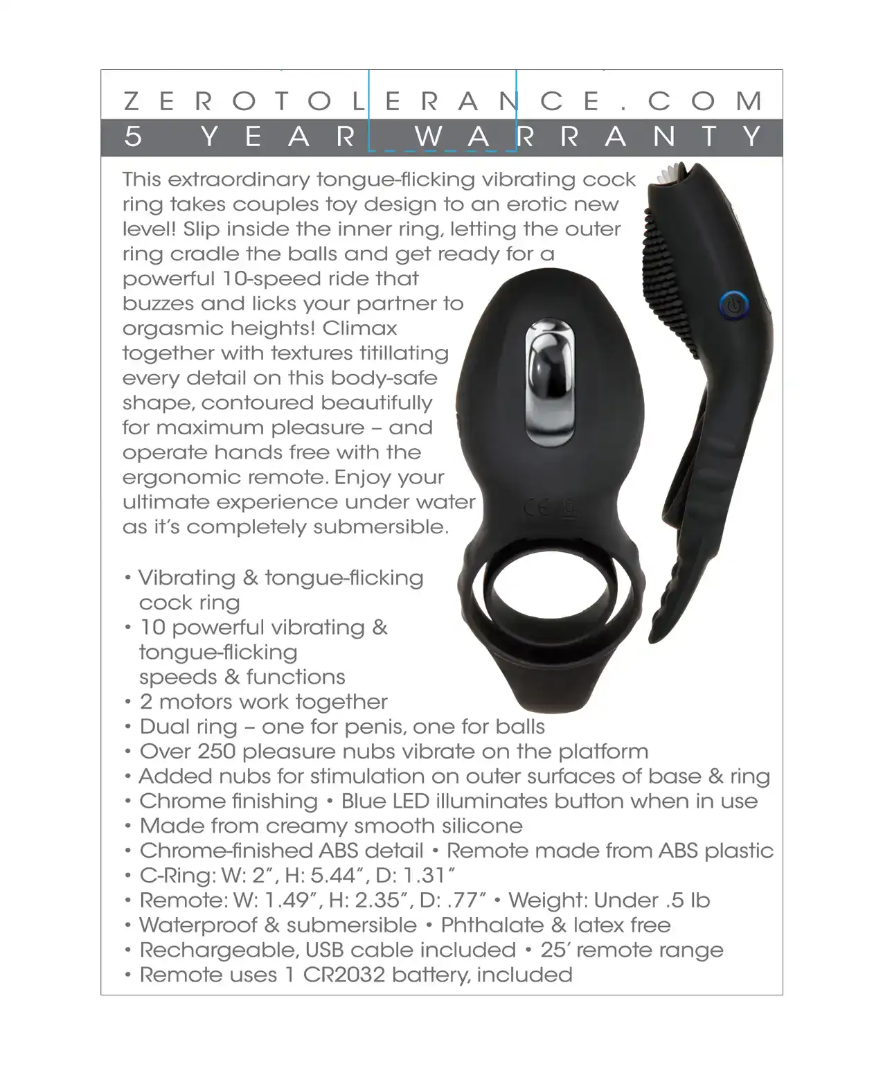 Zero Tolerance Mr. Flicker Vibrating Cock Ring - Black - Image 2