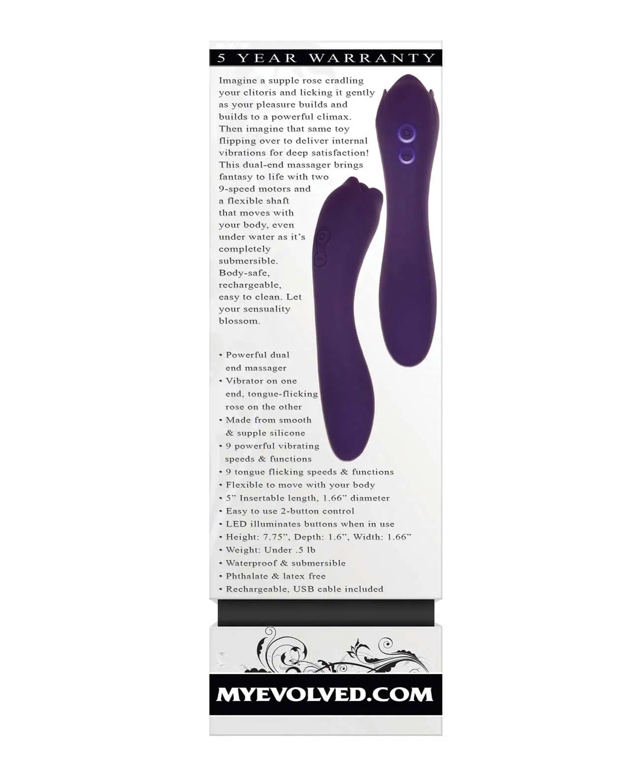 Evolved Thorny Rose Dual End Massager - Purple - Image 2