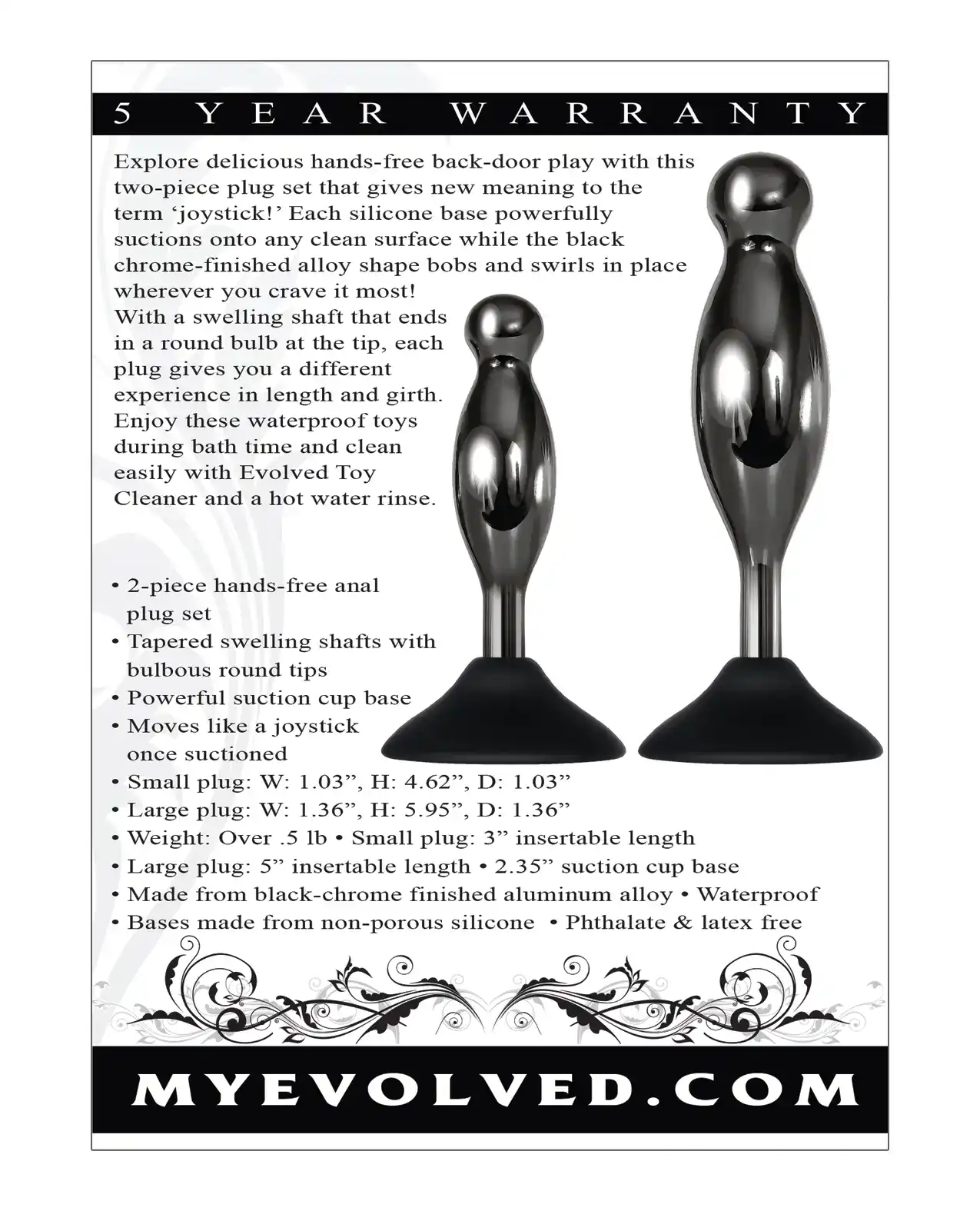 Evolved Joy Sticks 2 pc Plug Set - Black/Chrome - Image 2