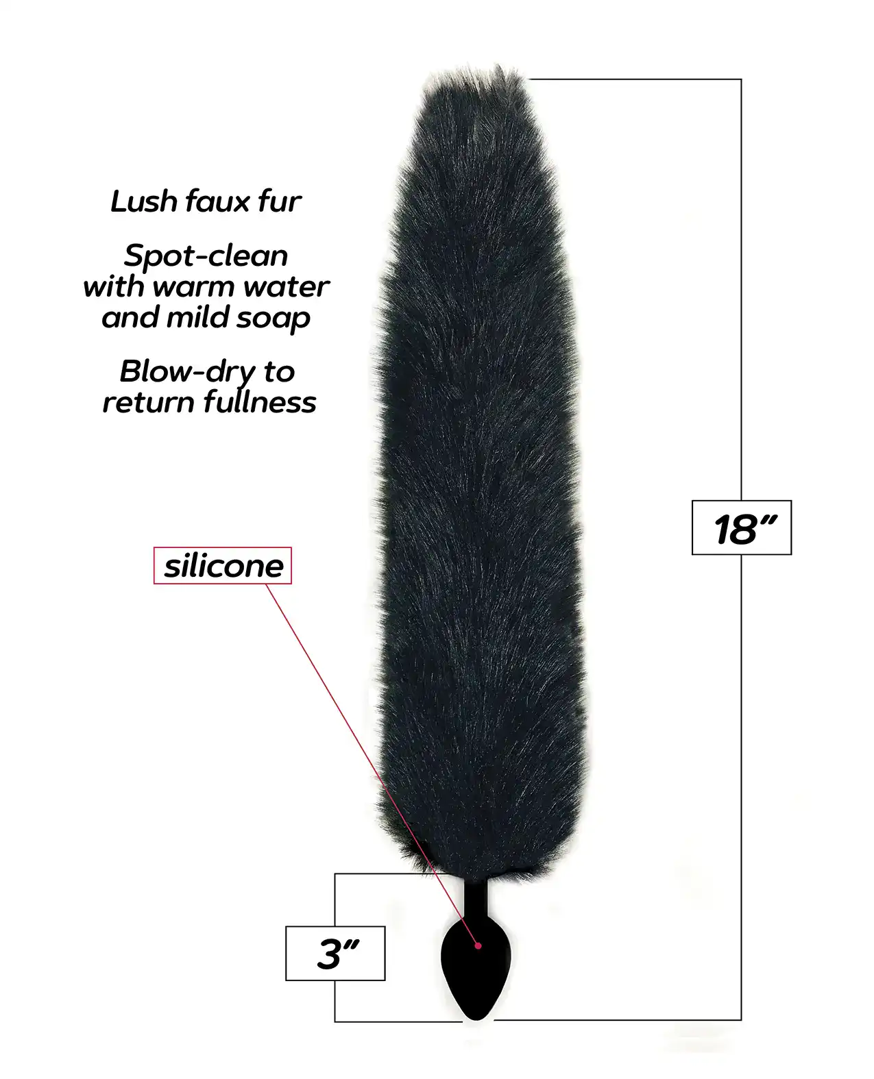 Foxy Fox Tail Silicone Butt Plug - Black - Image 2