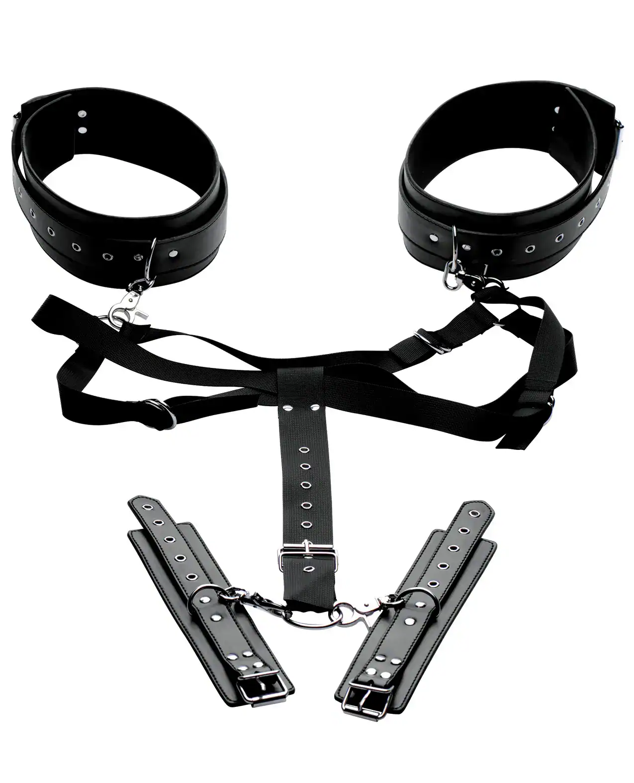 Master Series Acquire Easy Access Thigh Harness w/Wrist Cuffs - Black - Image 4