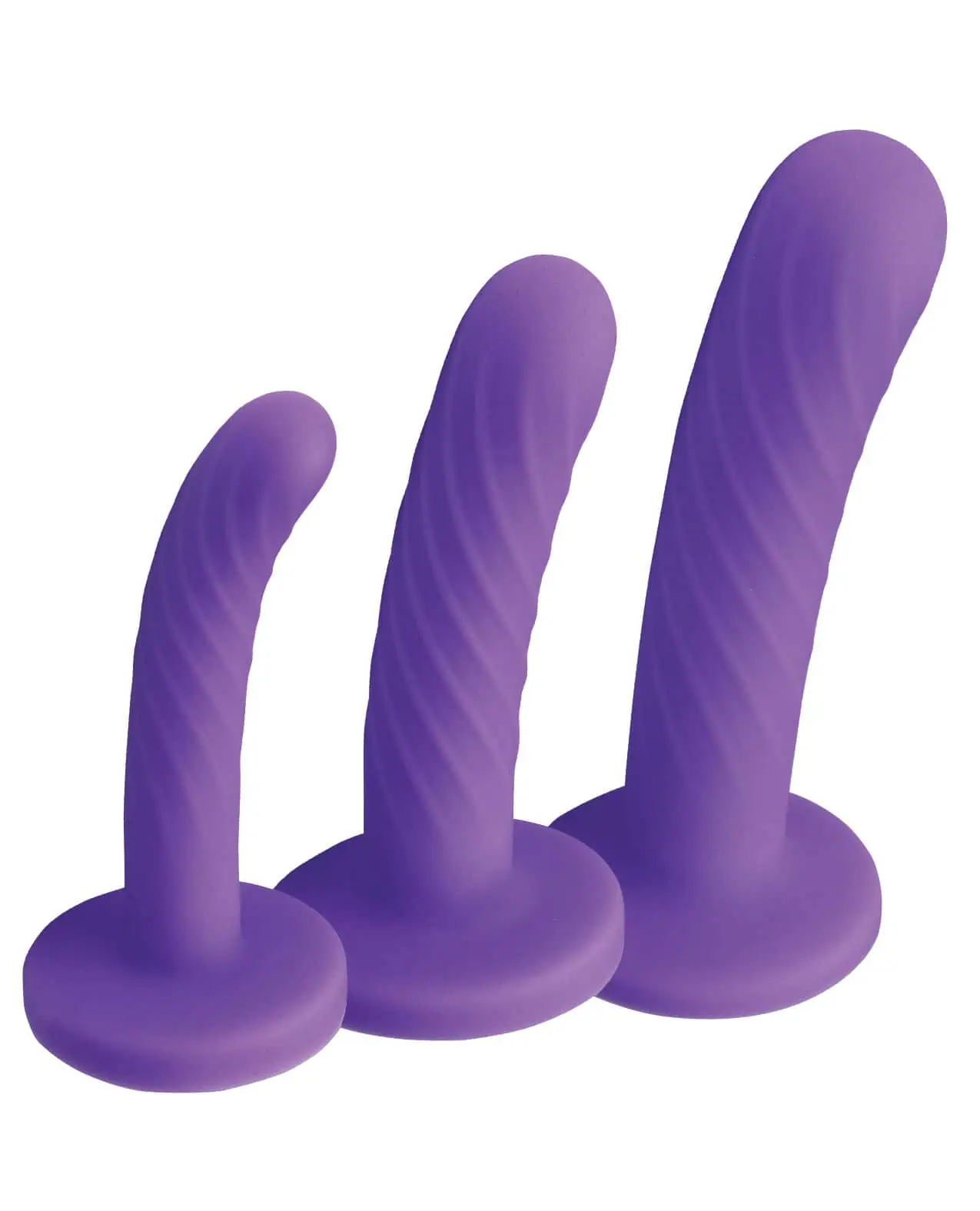 Strap U Tri-Play Silicone Dildo - Set of 3 Purple - Image 4