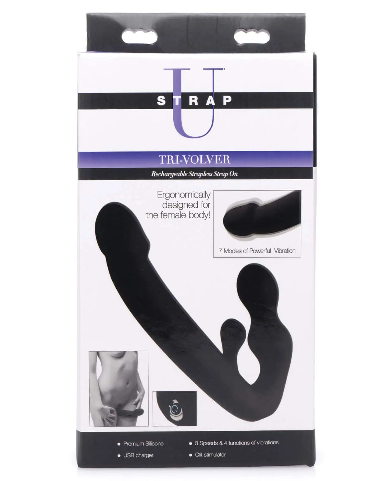 Strap U Tri-Volver 7x Vibrating Strapless Strap on - Black - Image 3
