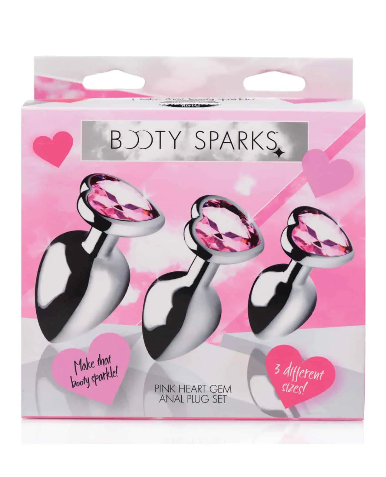 BootySparks Pink Heart Gem Anal Plug Set - Image 3