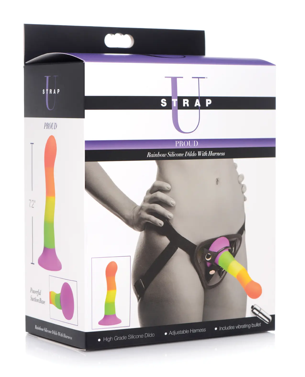 Strap U Proud Rainbow Dildo W/harness - Featured Image