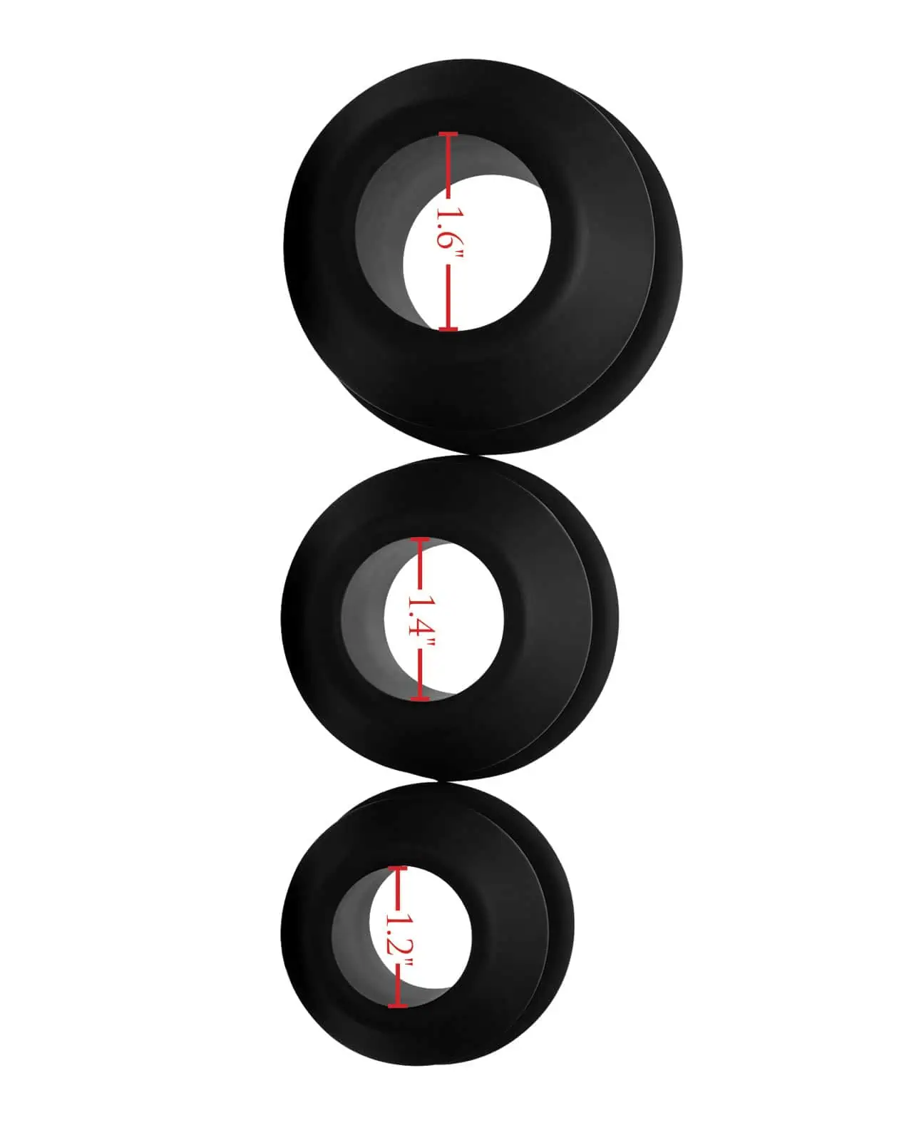 Master Series Gape-Grommets 3 pc Hollow Silicone Anal Dilator Set - Black - Image 6