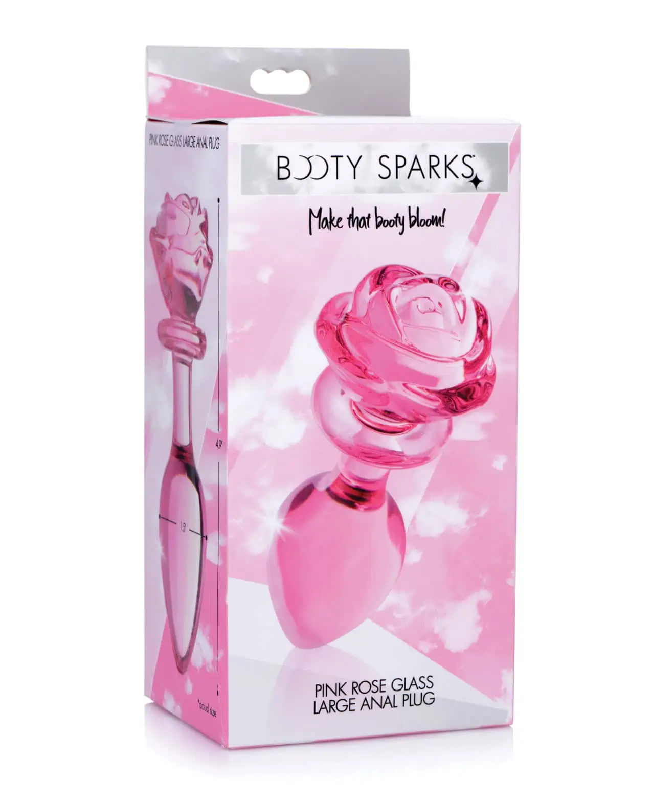 Booty Sparks Pink Rose Glass Plug Lg - Image 3