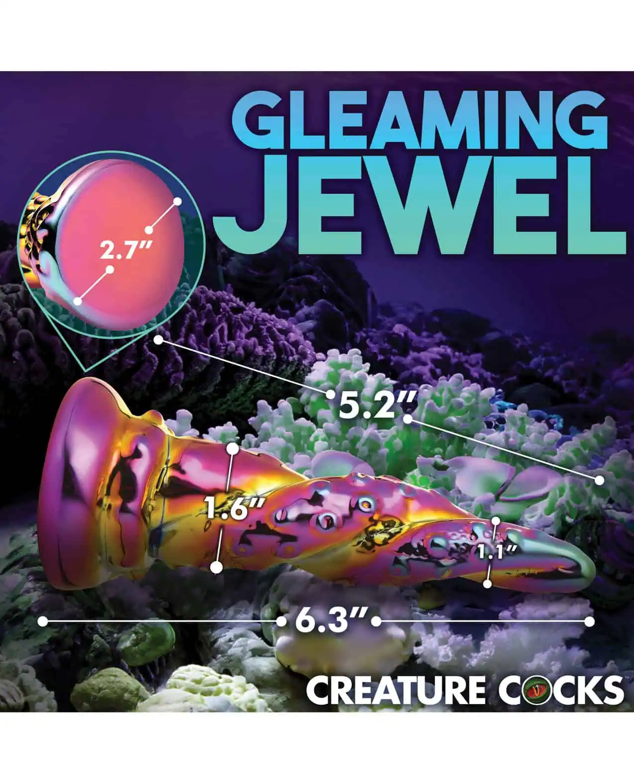 Creature Cocks Enchantress Rainbow Glass Dildo - Image 4