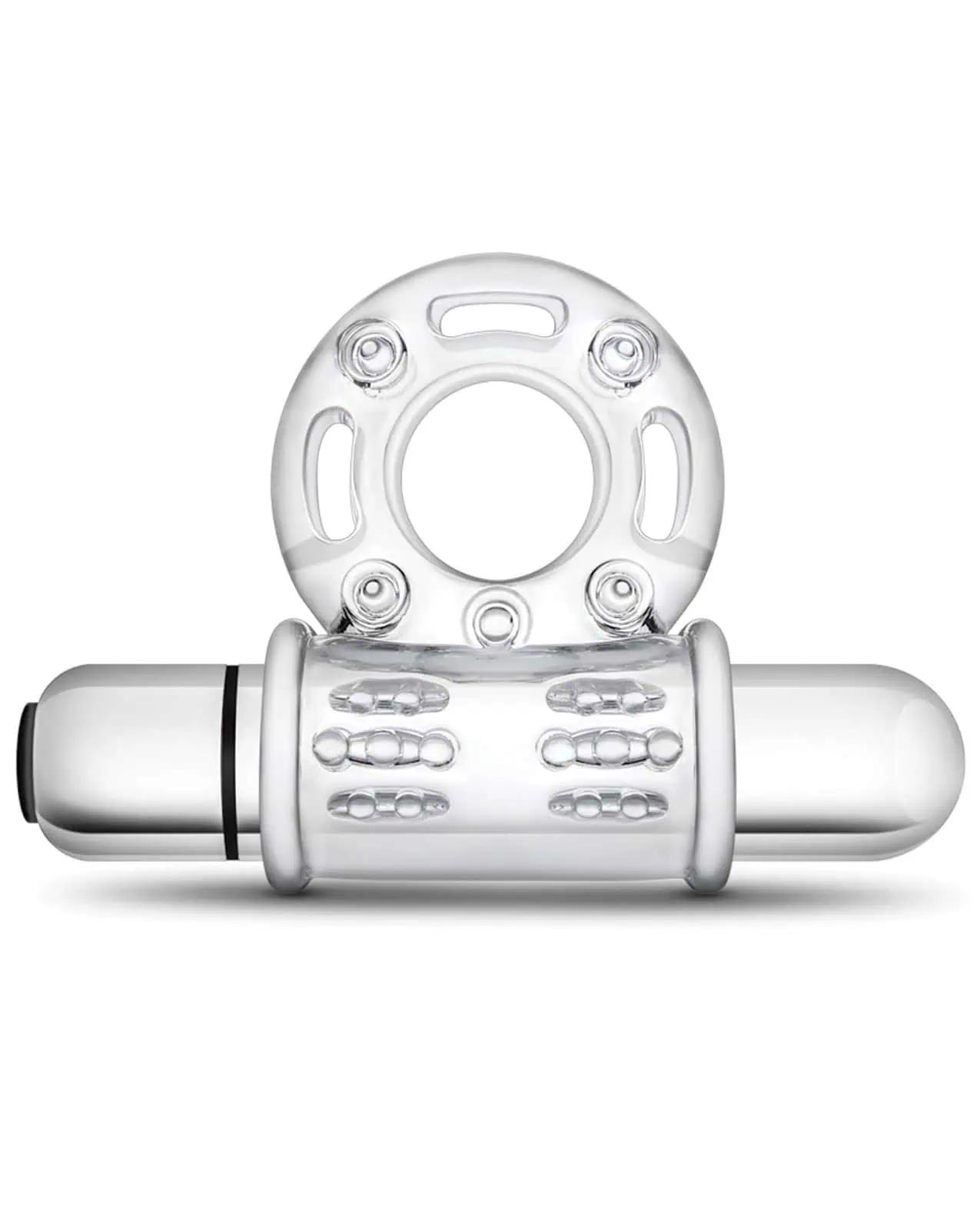 Blush Stay Hard 10 Function Vibrating Bull Ring Cock Ring - Clear - Image 4