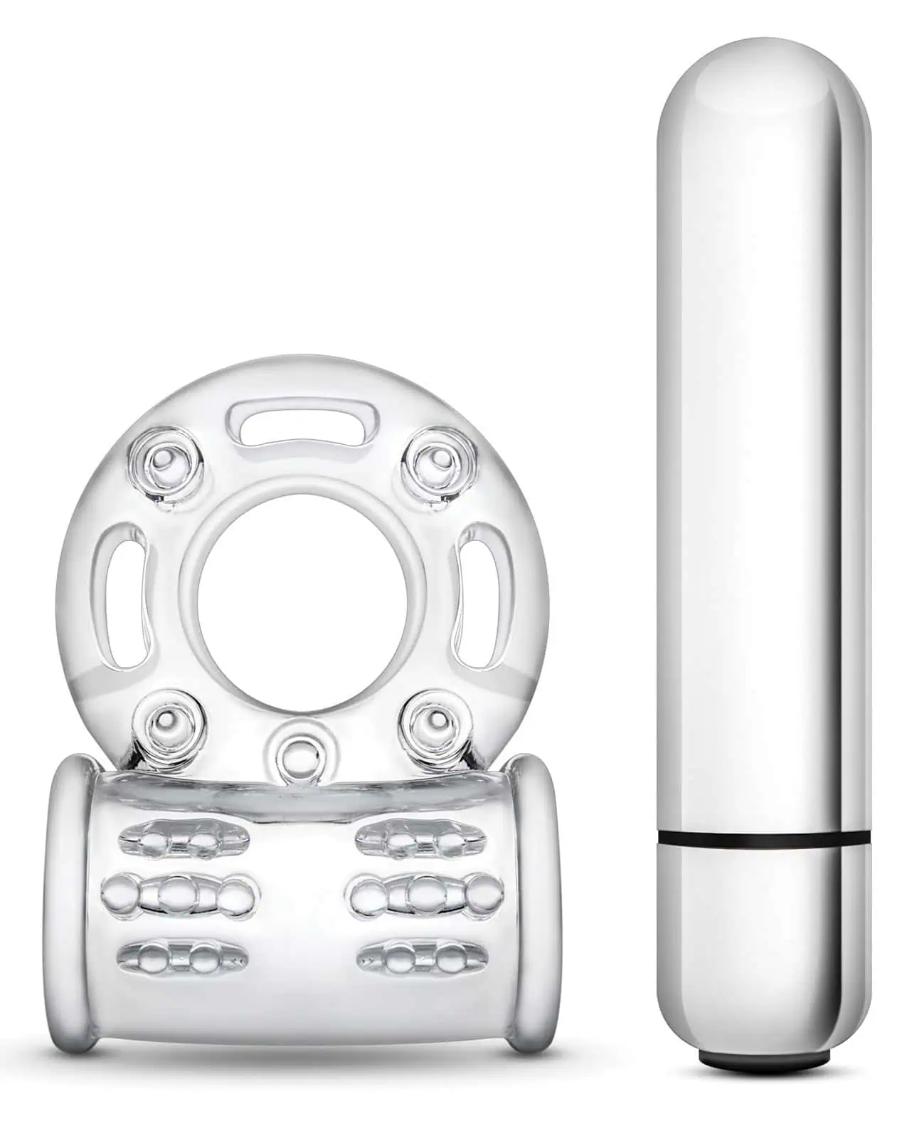 Blush Stay Hard 10 Function Vibrating Bull Ring Cock Ring - Clear - Image 5