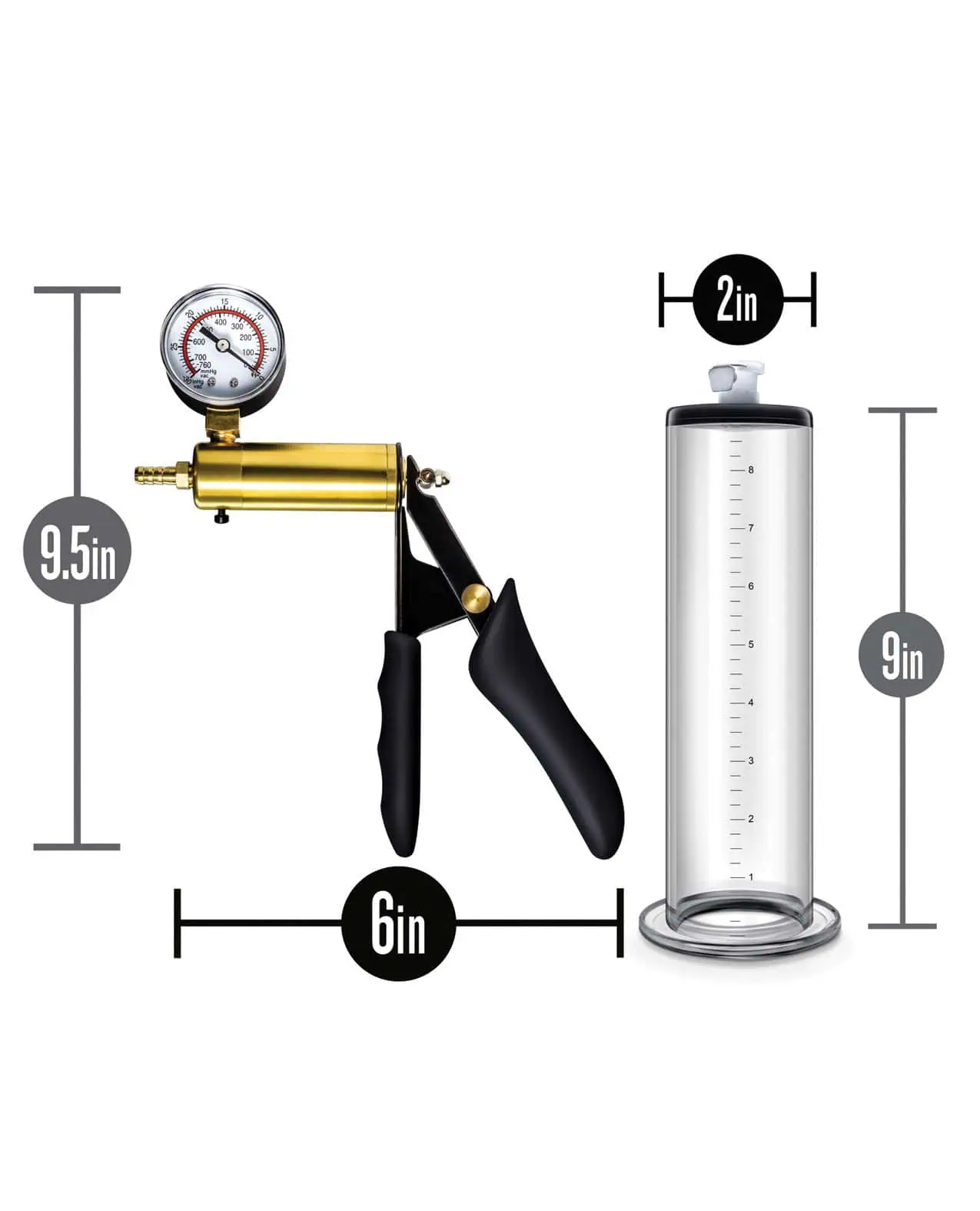 Blush Performance VX6 Vacuum Penis Pump w/Brass Pistol & Pressure Gauge - Clear - Image 3