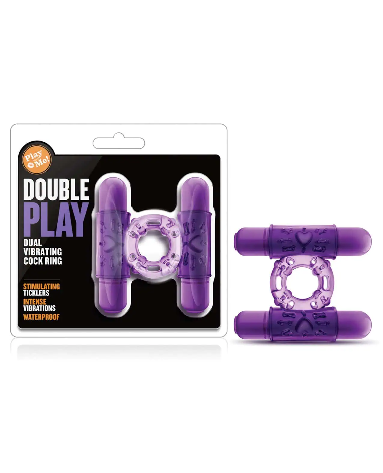 Blush Play With Me Double Play Dual Vibrating Cockring - Purple - Image 3