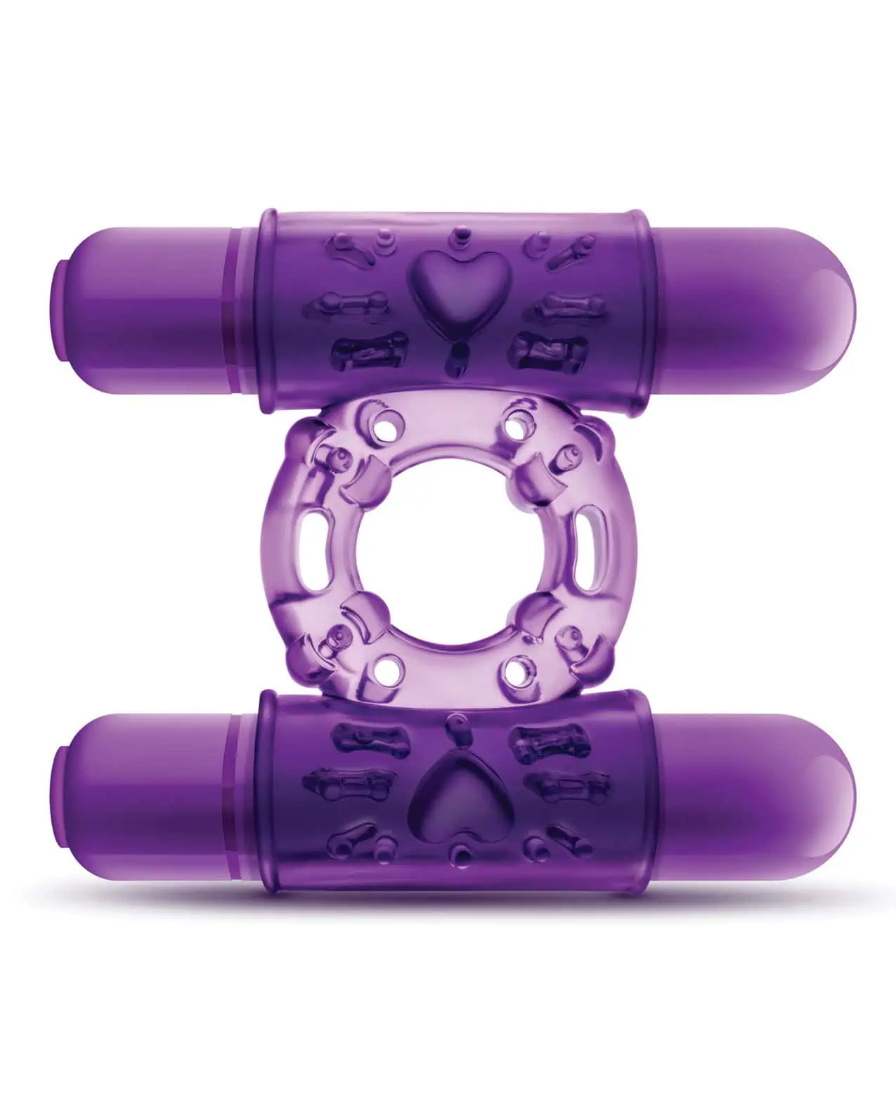 Blush Play With Me Double Play Dual Vibrating Cockring - Purple - Image 4