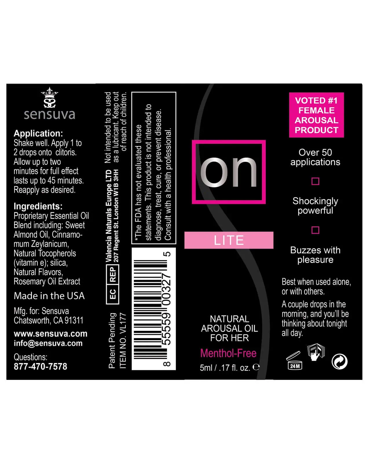 ON Natural Arousal Oil For Her - Lite 5 ml Bottle - Image 2