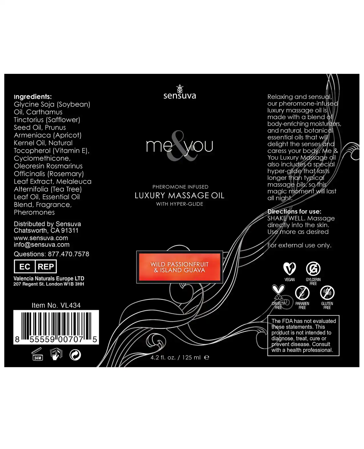 Sensuva Me & You Massage Oil - 4.2 oz Passion Fruit Guava - Image 2