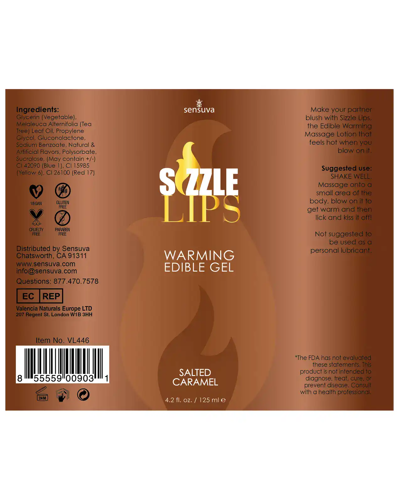 Sensuva Sizzle Lips Warming Gel - 4.2 oz Salted Caramel - Image 2