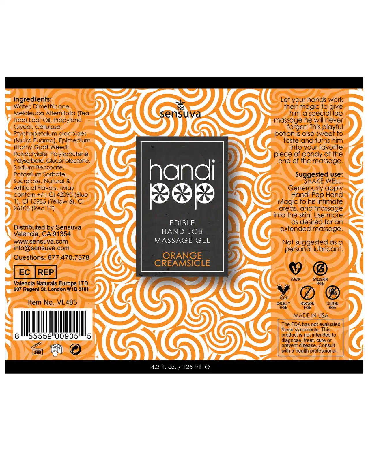 Handipop Hand Job Massage Gel - 4.2 oz Orange Creamsicle - Image 2