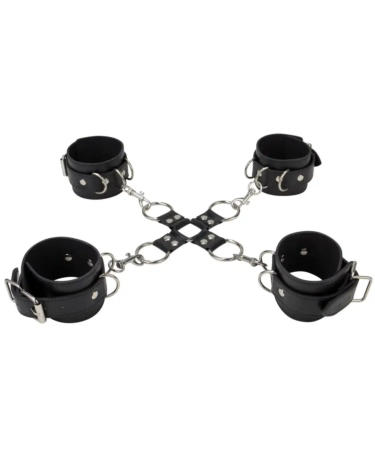 Shots Ouch Leather Hand & Leg Cuffs - Black - Image 4