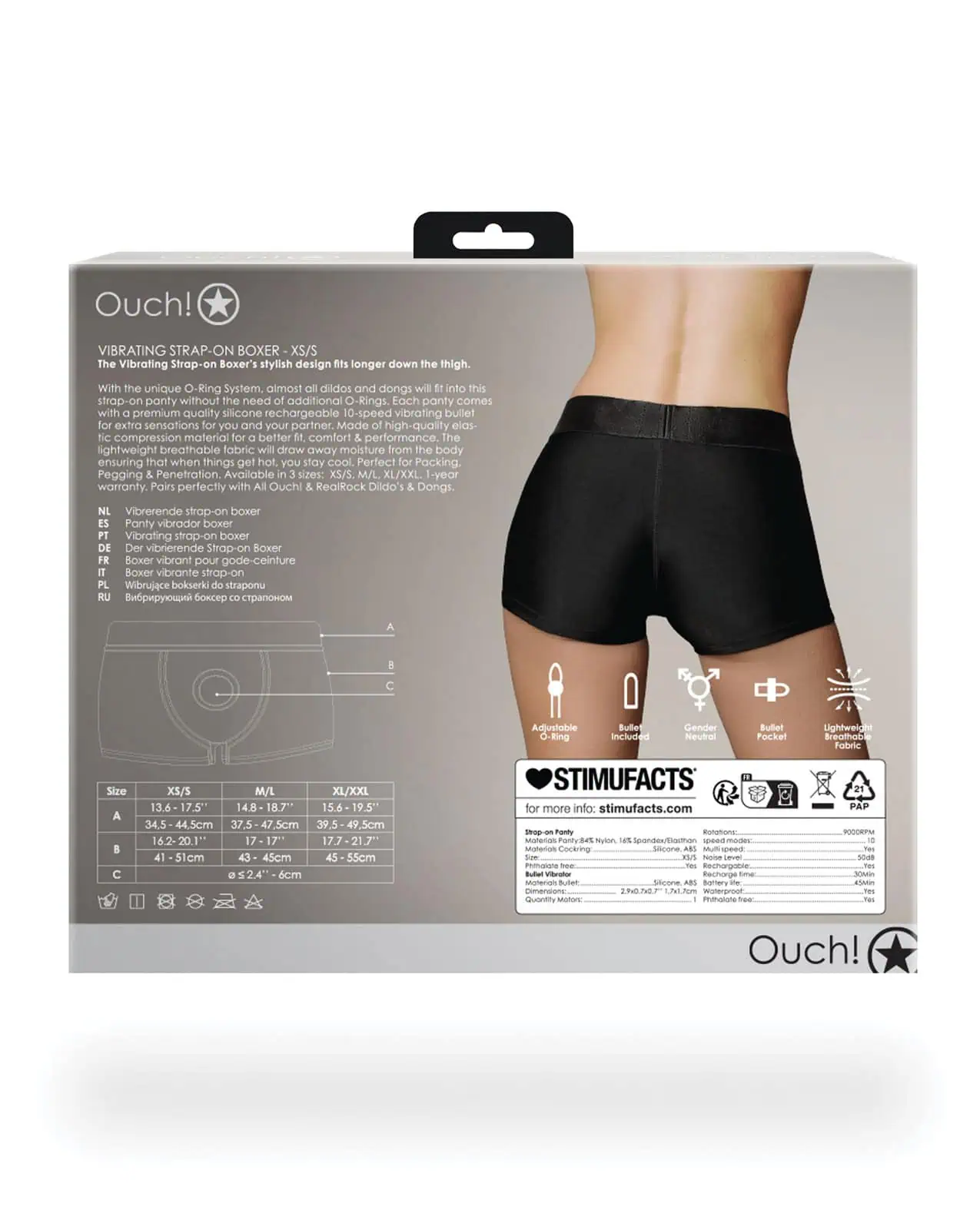 Shots Ouch Vibrating Strap On Boxer - Black XS/S - Image 2