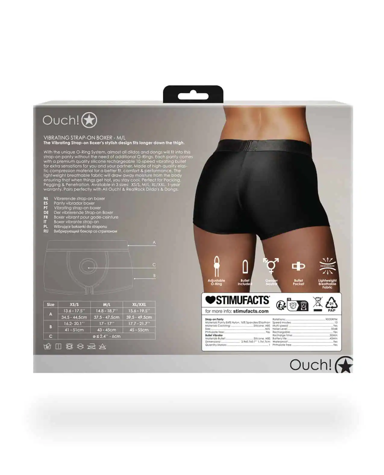 Shots Ouch Vibrating Strap On Boxer - Black M/L - Image 2