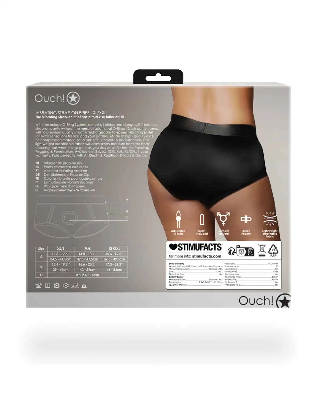Shots Ouch Vibrating Strap On Brief - Black XL/XXL - Image 2