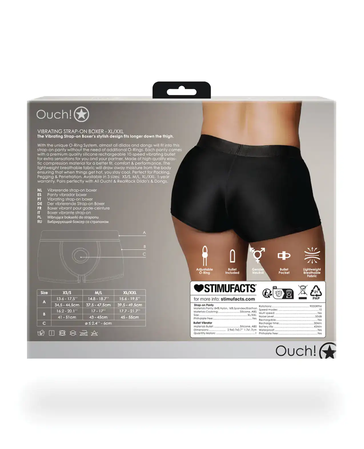 Shots Ouch Vibrating Strap On Boxer - Black XL/XXL - Image 2