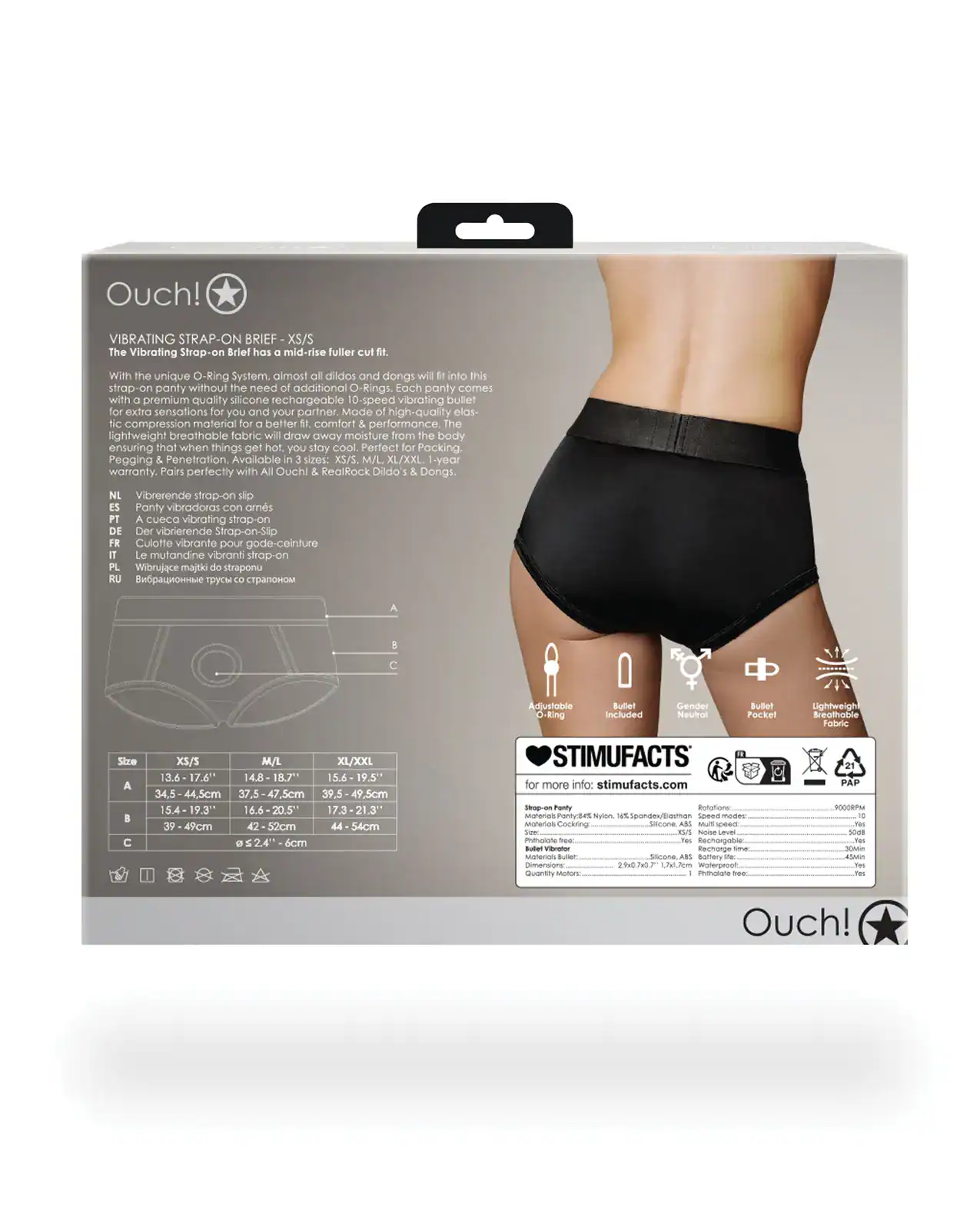 Shots Ouch Vibrating Strap On Brief - Black XS/S - Image 2