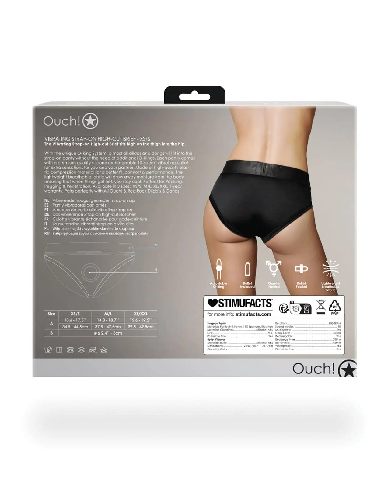 Shots Ouch Vibrating Strap On High-Cut Brief - Black XS/S - Image 2