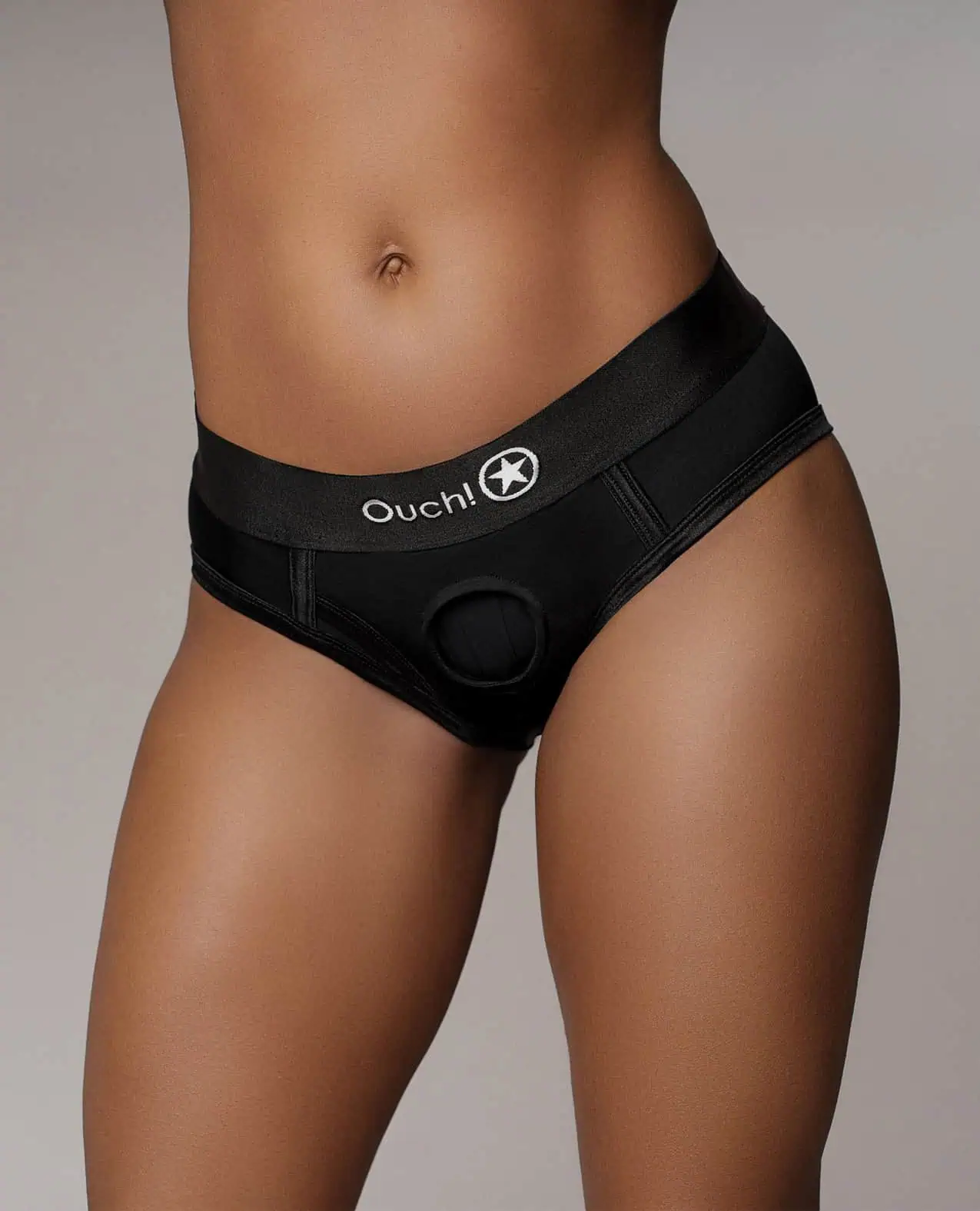 Shots Ouch Vibrating Strap On High-Cut Brief - Black M/L - Image 3